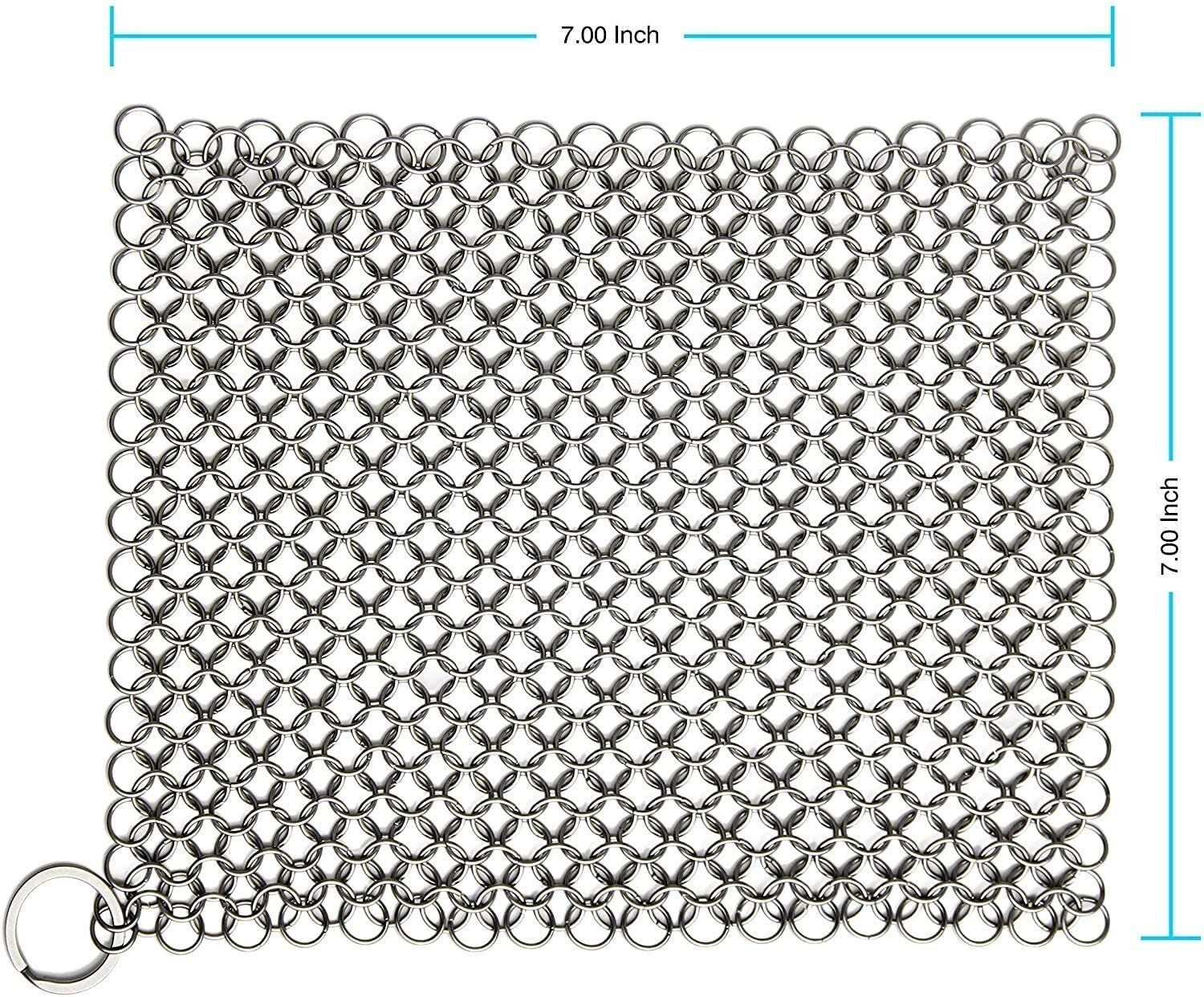 Iron Cast Cleaner Chainmail Scrubber Grill Scraper Kitchen Stainless Steel 7X7