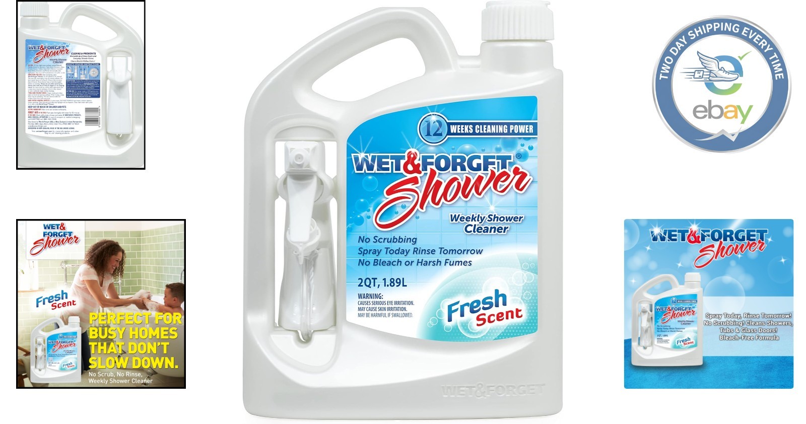 Effortless Bleach-Free Shower Cleaner Spray – 64 Fl Oz for 3 of Freshness