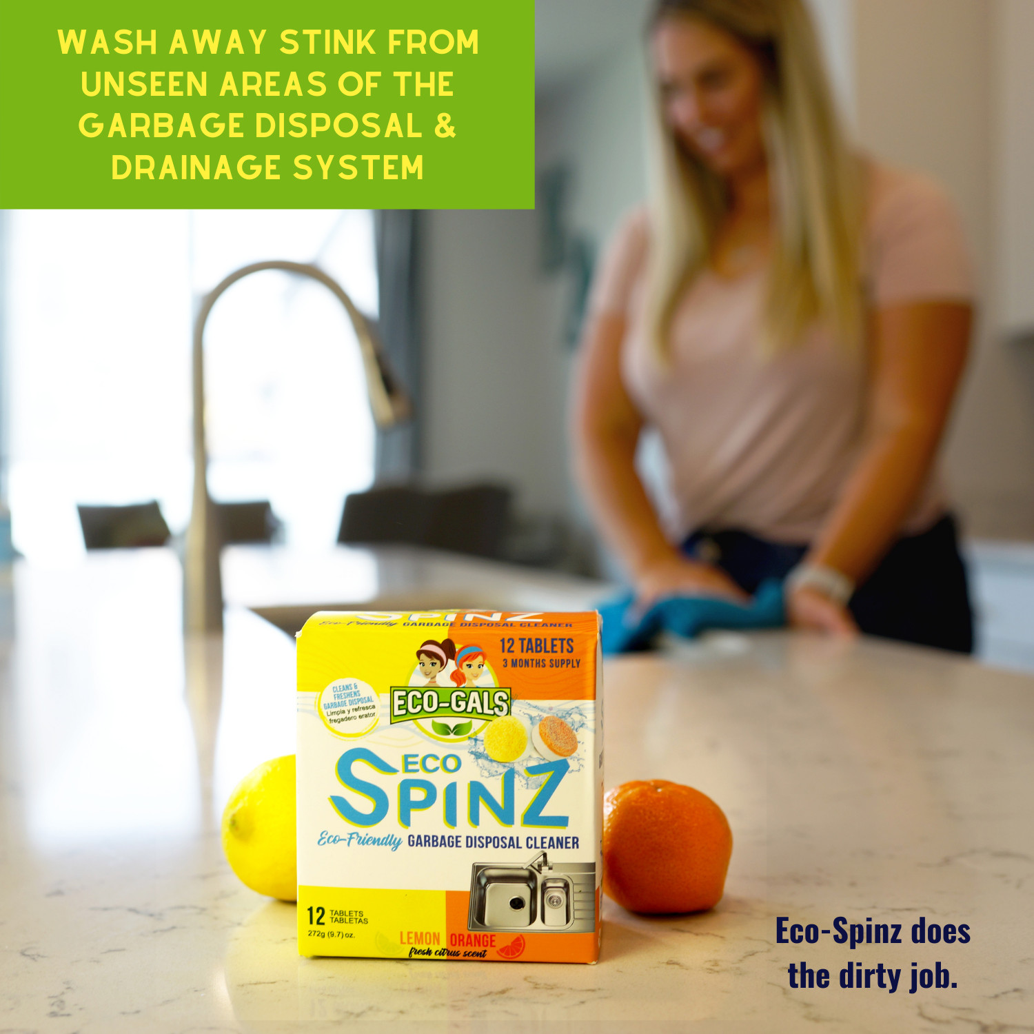 Eco-Gals Eco Spinz Garbage Disposal Cleaner and Deodorizer for Cleaning Kitchen