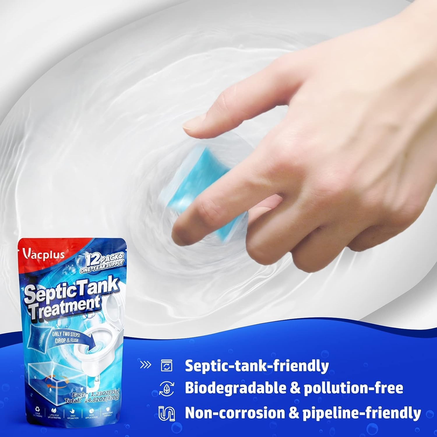 Eco-Friendly Septic Tank Treatment – 12 Packs for Hassle-Free Yearly Maintenance