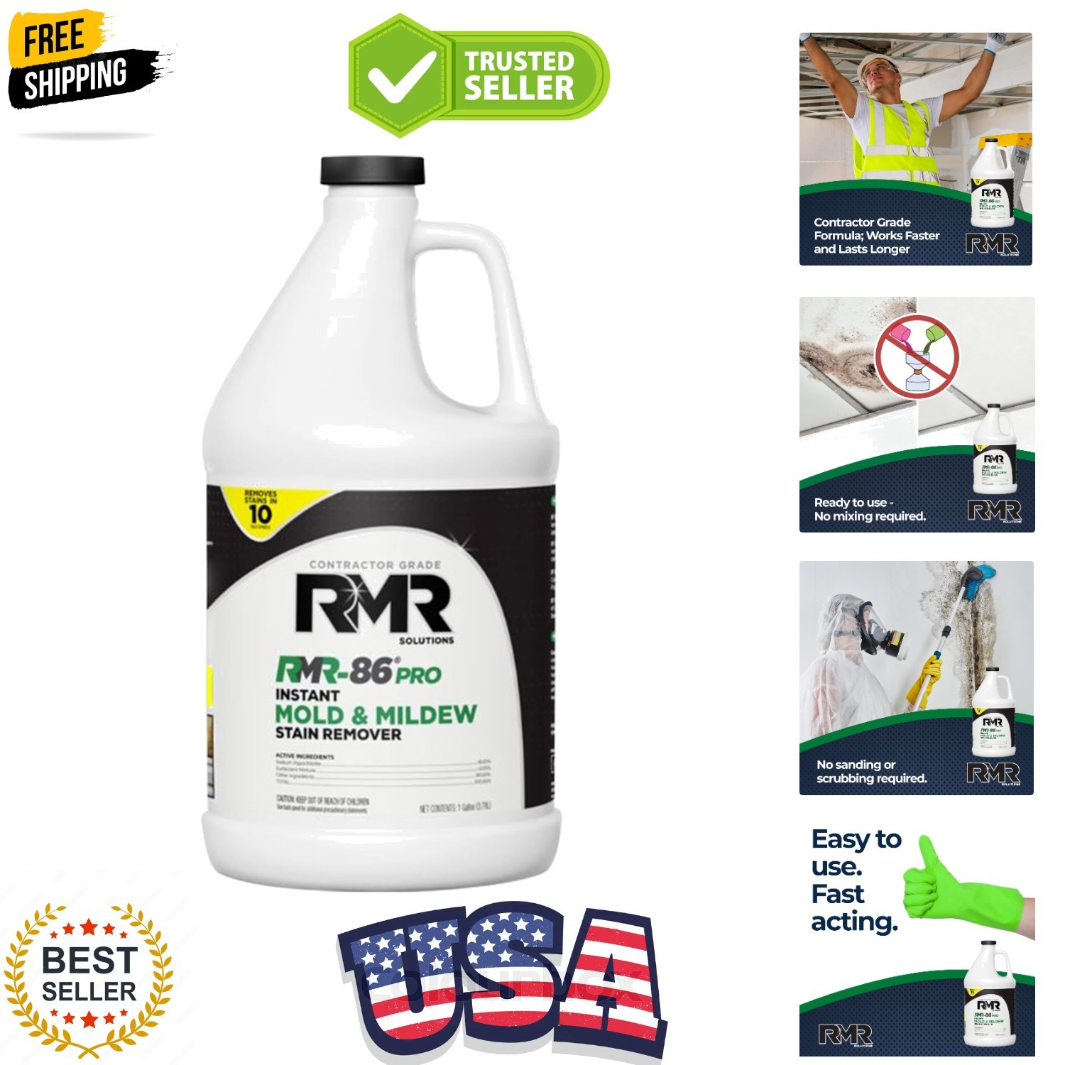 RMR-86 Pro Contractor Grade Mold Stain & Mildew Stain Remover Cleaning Soluti…