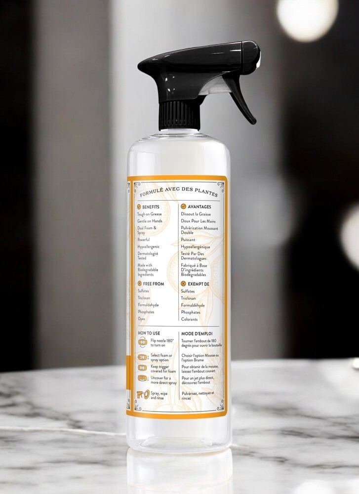 16 oz J.R. Watkins Orange Foaming Dish Soap Dermatologically Tested Clean Grease
