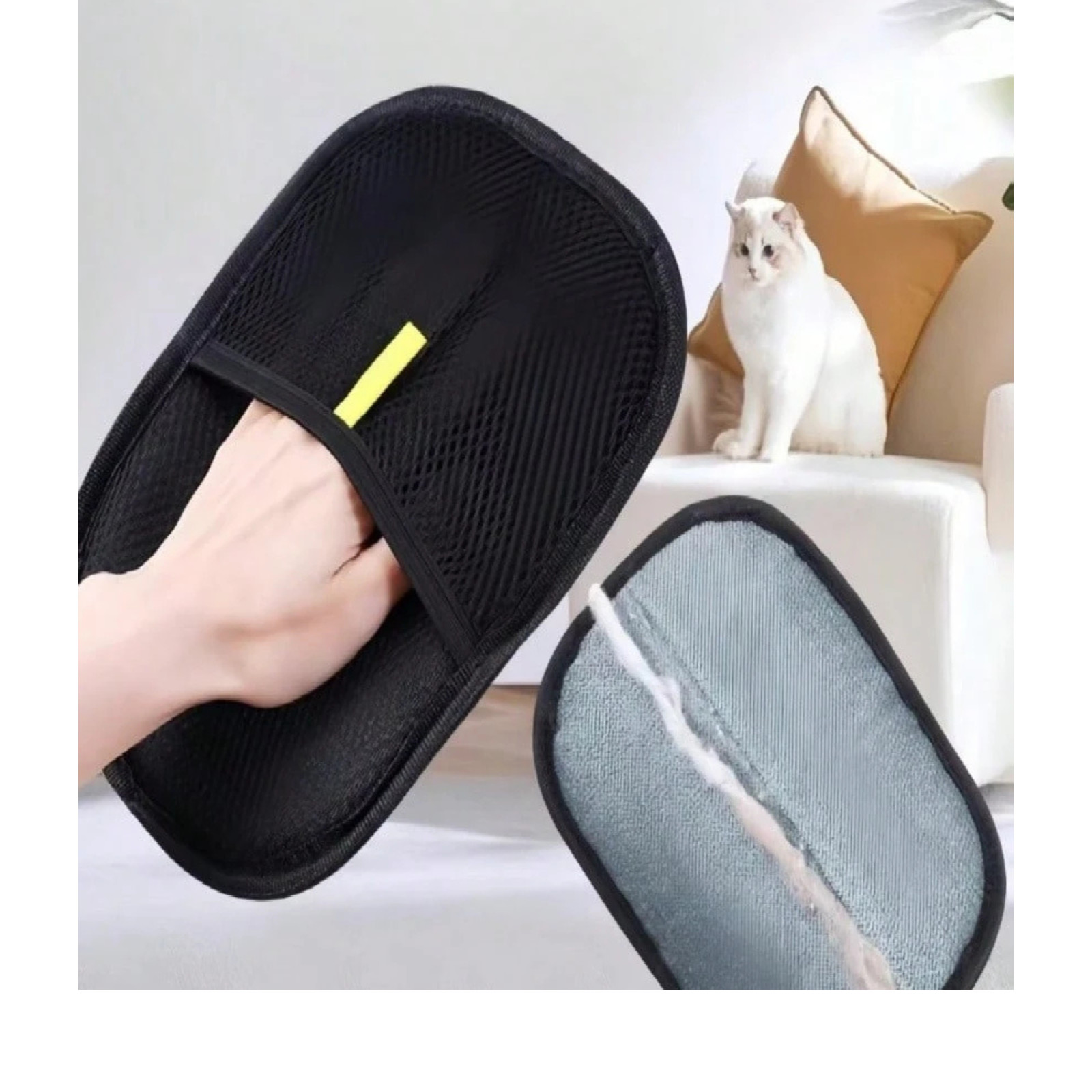 Pet Depilation Gloves Electrostatic Fur Remover For Carpet Sofa Furniture Black