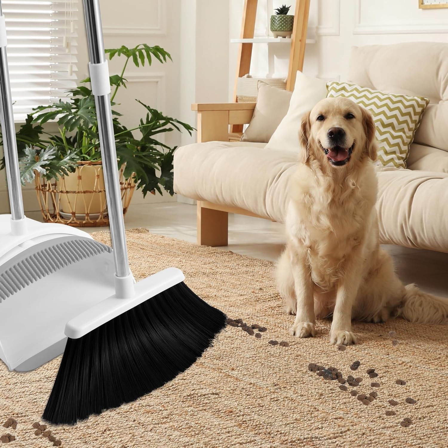 Broom and Dustpan Set for Home, Broom with Dustpan bo Set with Dustpan