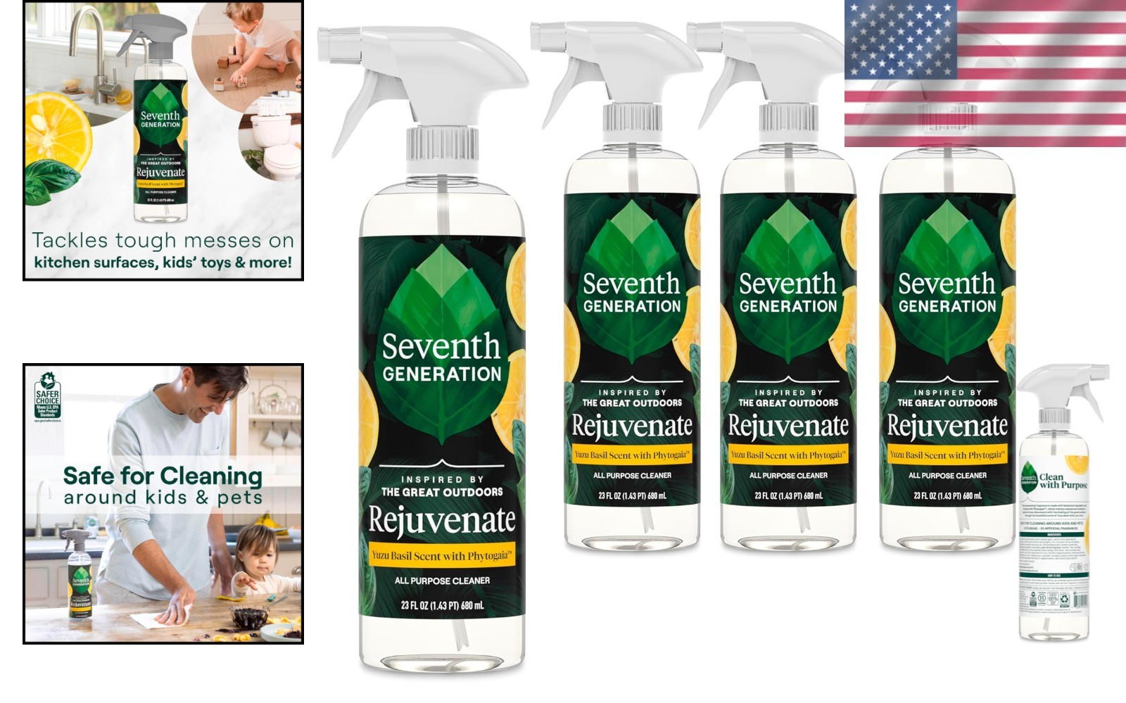 Powerful All-Purpose Cleaner with Yuzu Basil – Non-toxic & Eco-Conscious, 4 Pack