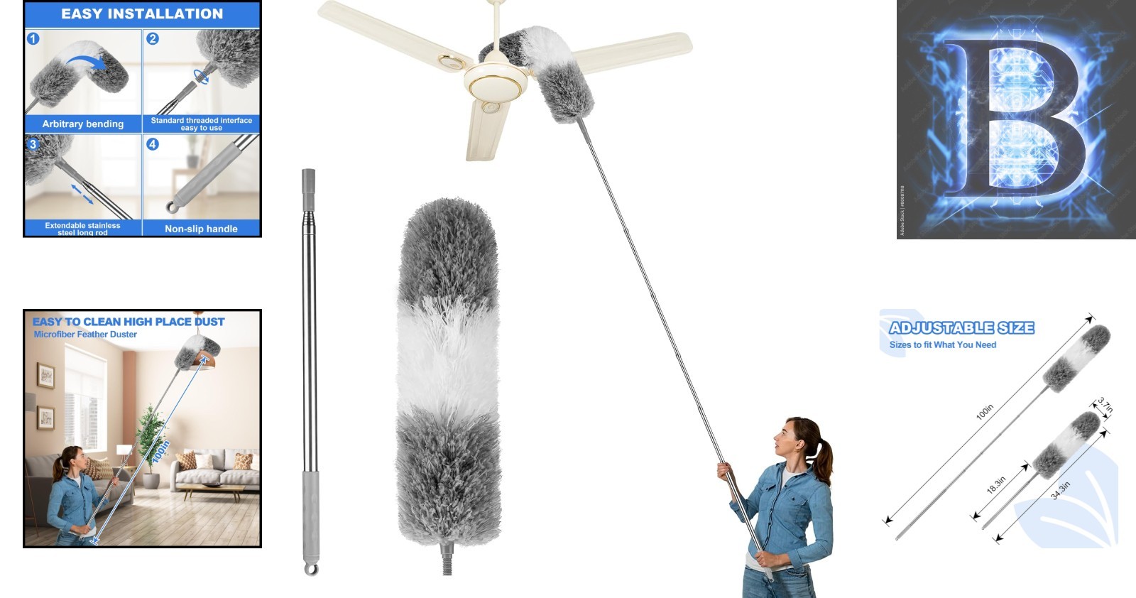 High-Quality Extendable Duster for Blinds and Fans – Lightweight & Easy to Use