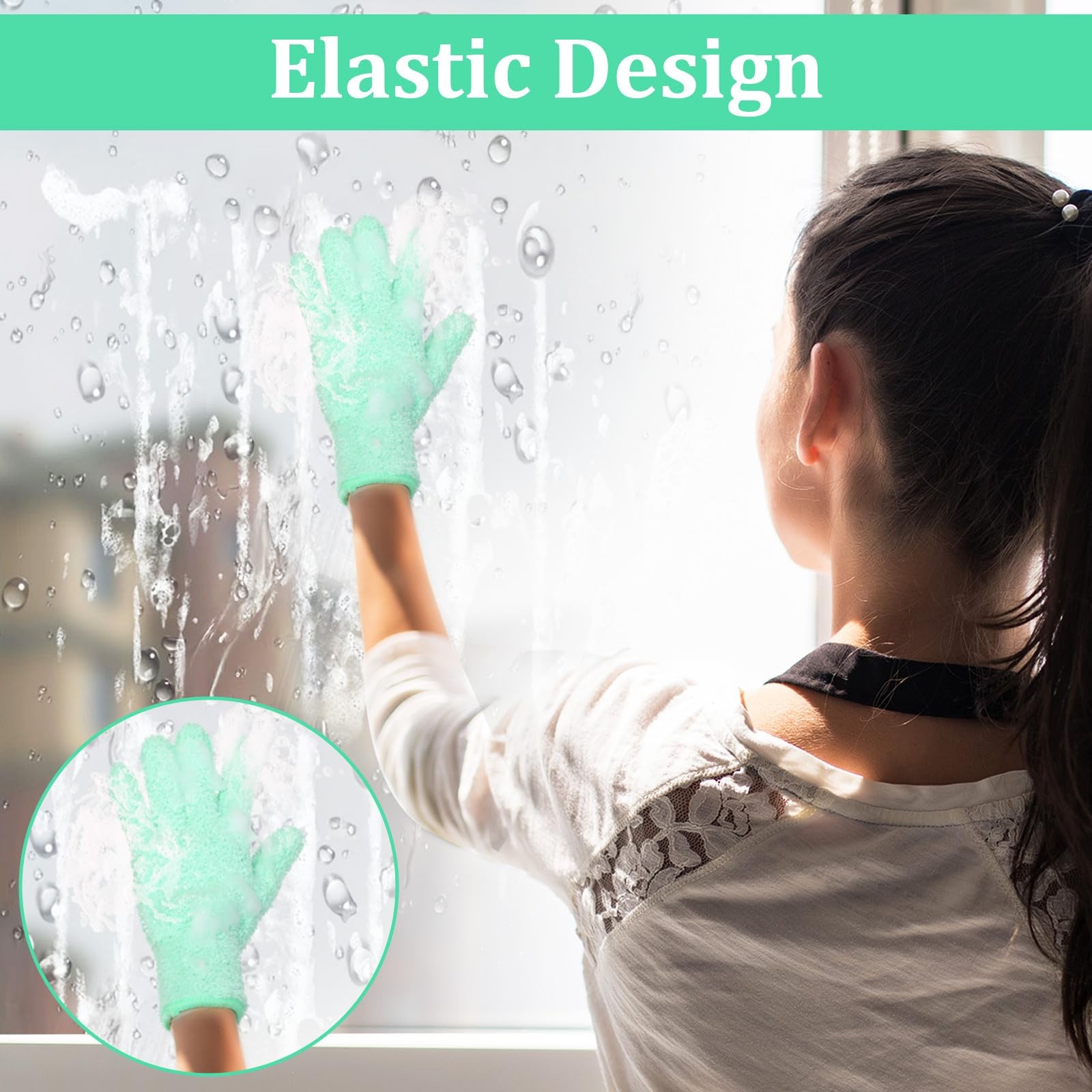 Ouligay Microfiber Gloves for Plant Dusting, Reusable Washable Small, Green