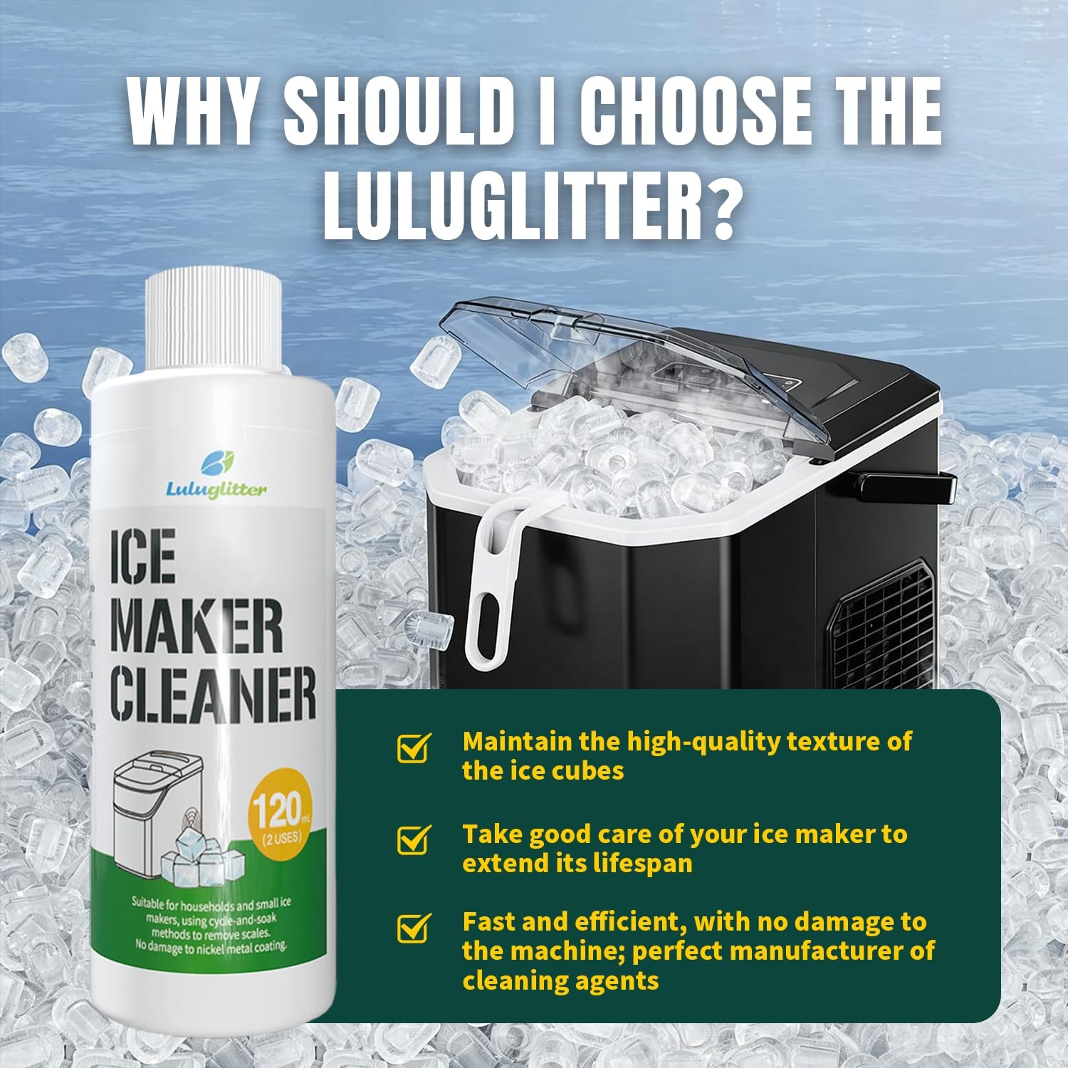 Ice Maker Countertop Cleaner 240ml 4 Use For lce Machine Cleaner and Descaler…
