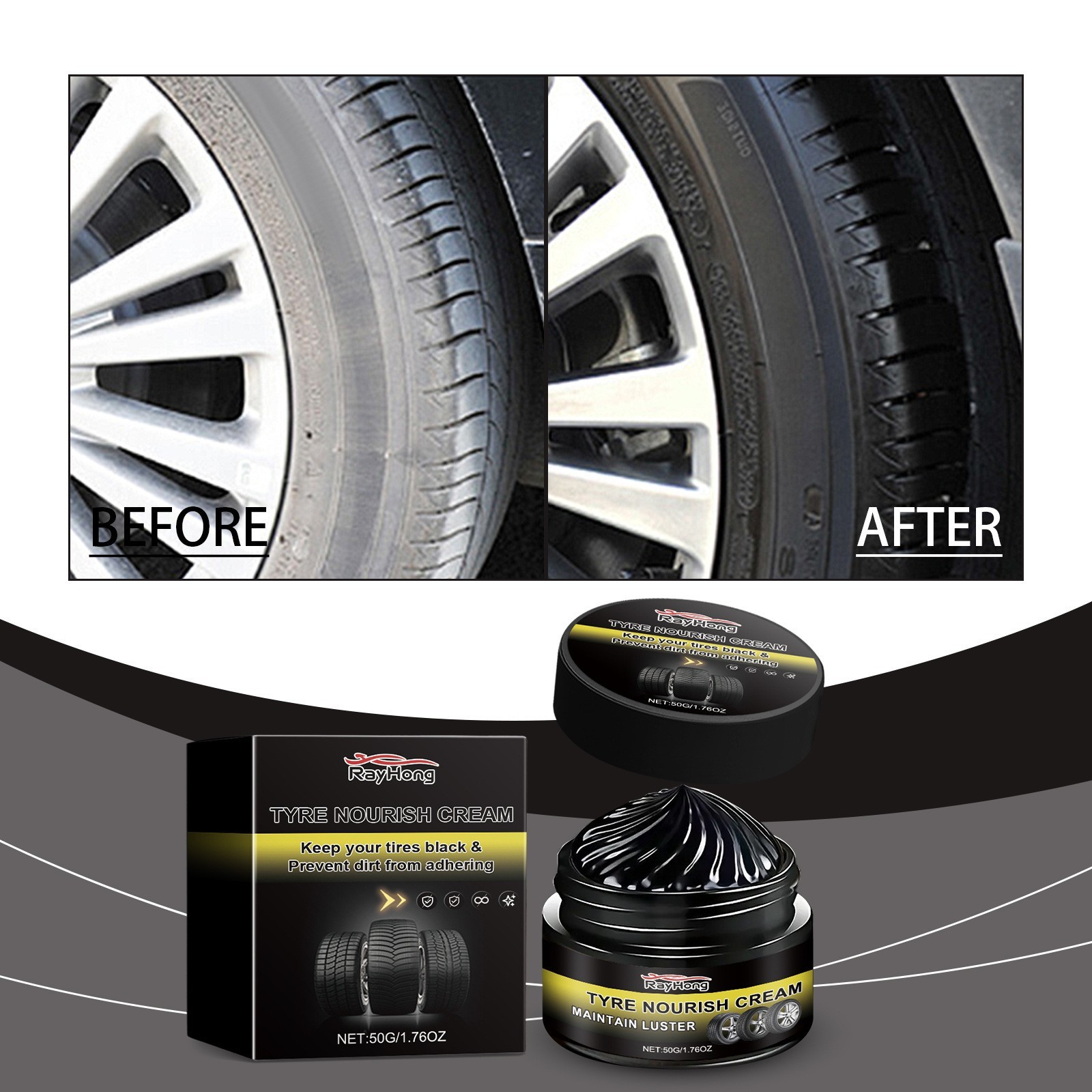 Tyre Nourish Cream,Maintain Luster For Cars,UV Protection And Waterproof Coating