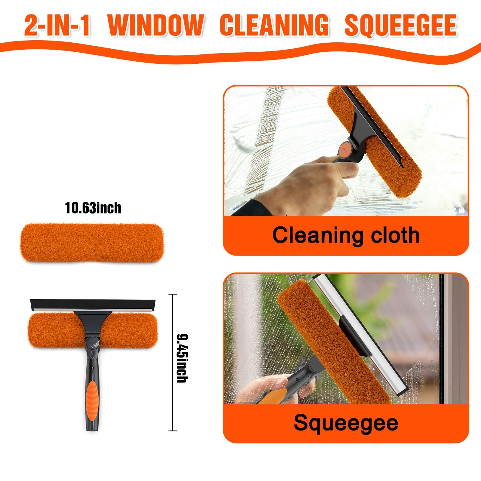 25FT Reach Window Squeegee Kit with Extension Pole, 2-in-1 Professional Washe…