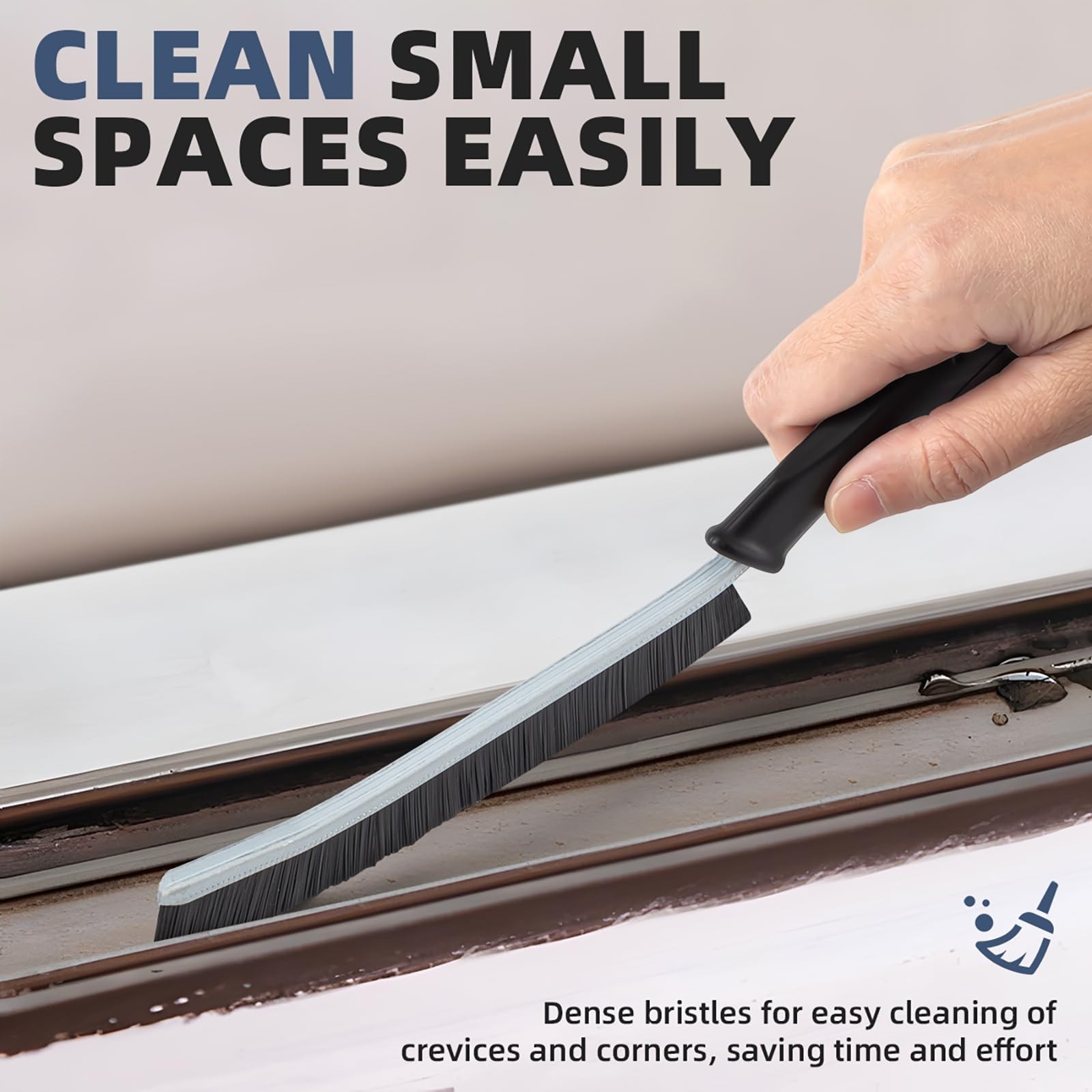 Stiff Crevice Cleaning Brush, Multiuse For Grout Faucets Windows, Black