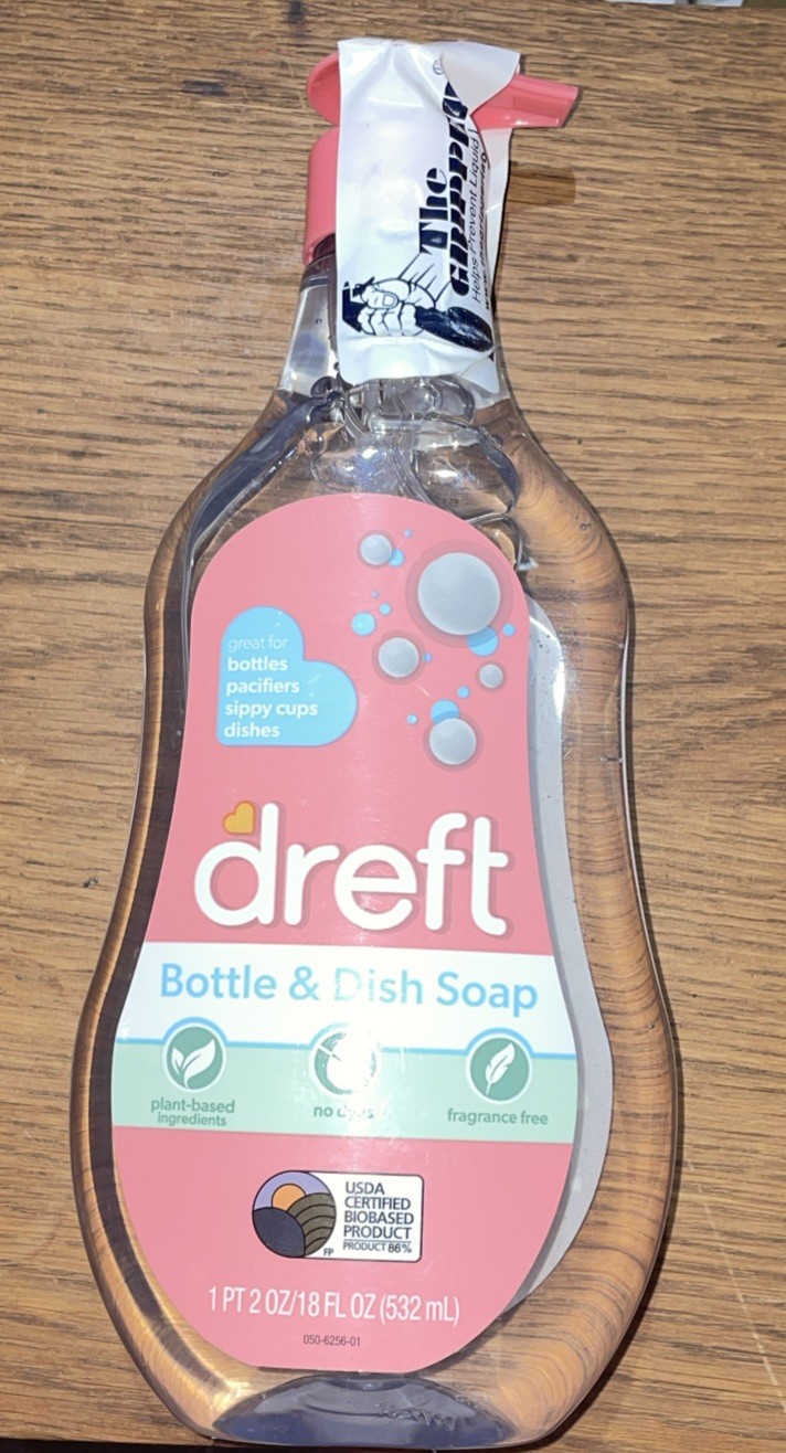 Dreft Bottle and Dish Soap, Fragrance Free Formula, Baby Bottle Wash, 18oz