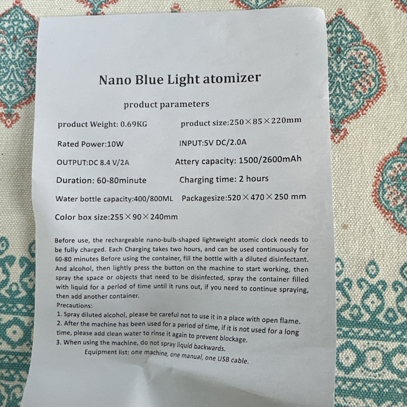 New Nano Blue Light Atomizer New Generation Wireless Rechargeable