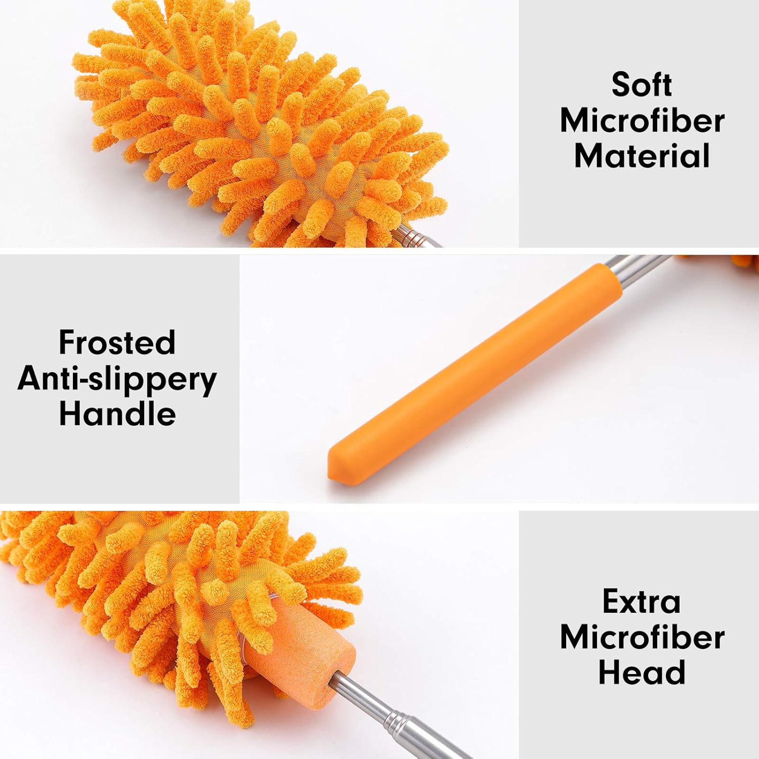 Plumero Lavable con 4 Repuestos Microfibra Mango Extensible para Limpieza