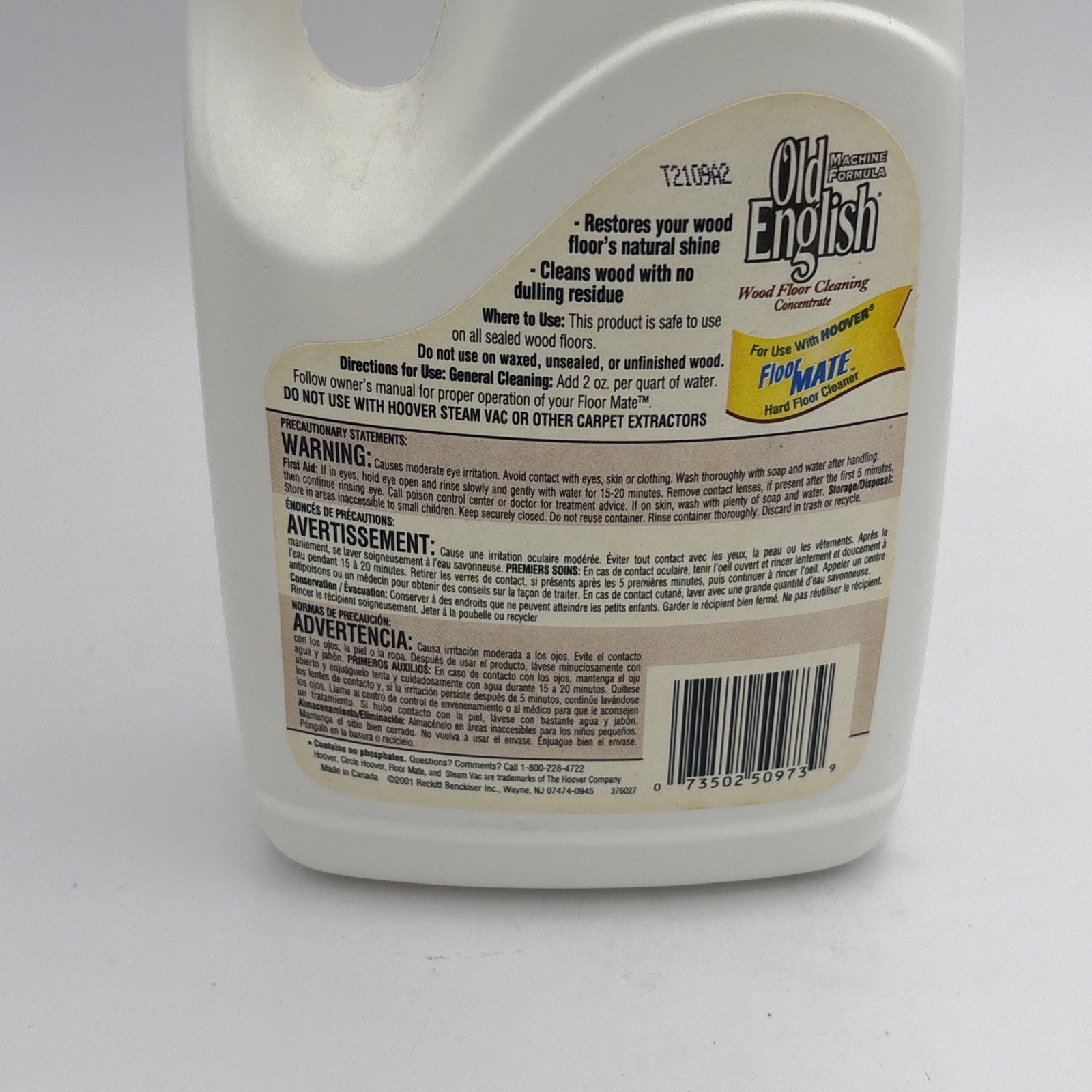Hoover Floormate Old English 32oz Floor Cleaner Sealed Hard Wood Tile