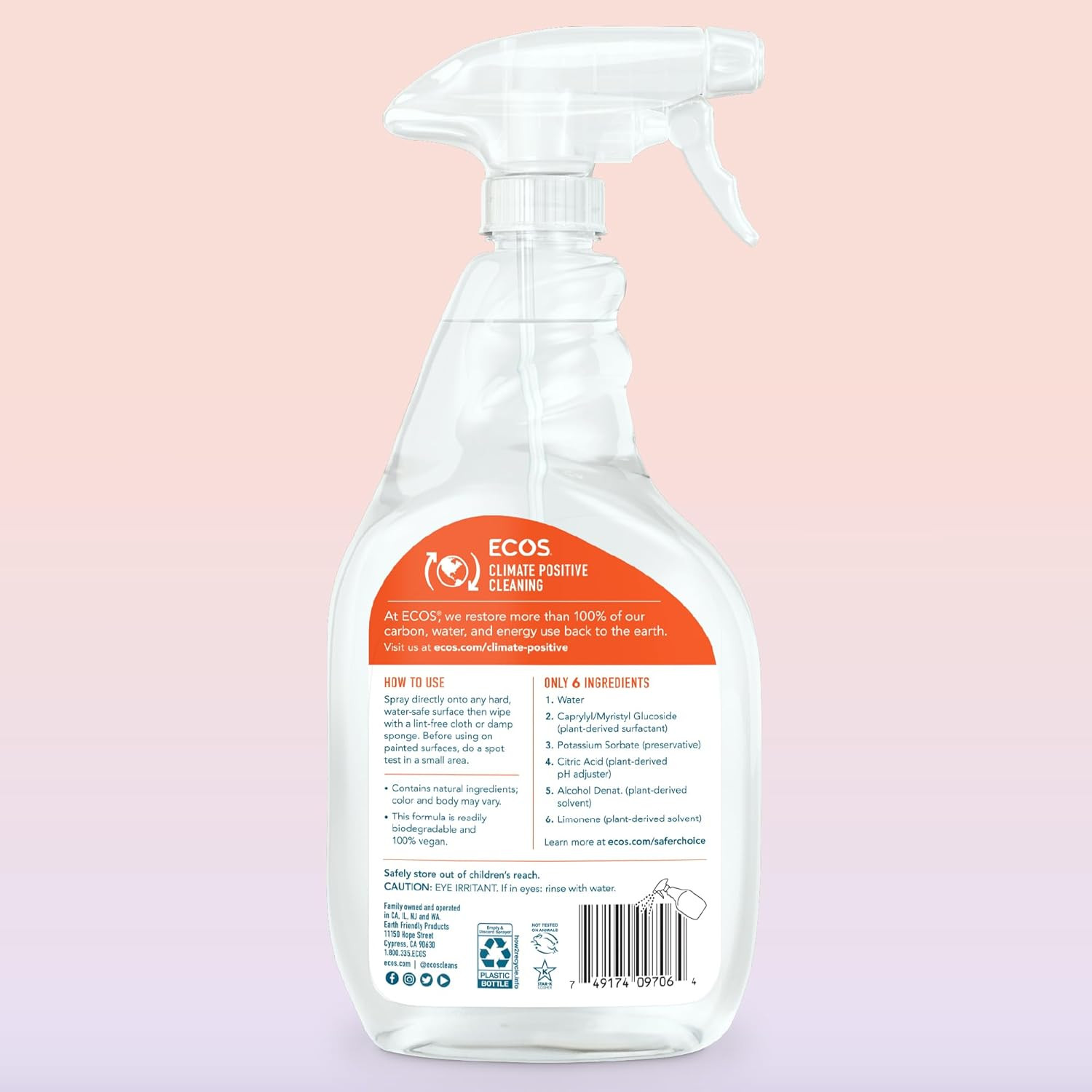 Plant-Based Multi-Surface Cleaner Spray, No Harsh Chemicals – for Counters, Glas