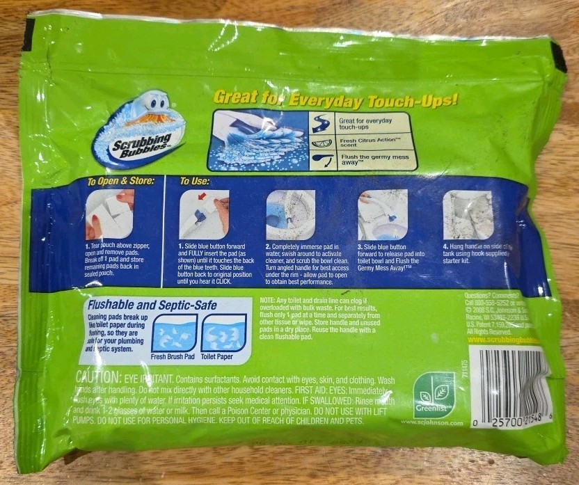 13 Scrubbing Bubbles FRESH BRUSH Flushable Pads Toilet Cleaning Refill Heads NEW
