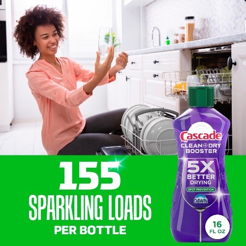 Cascade Clean + Dry Booster Dishwasher Rinse Aids – 16 fl oz