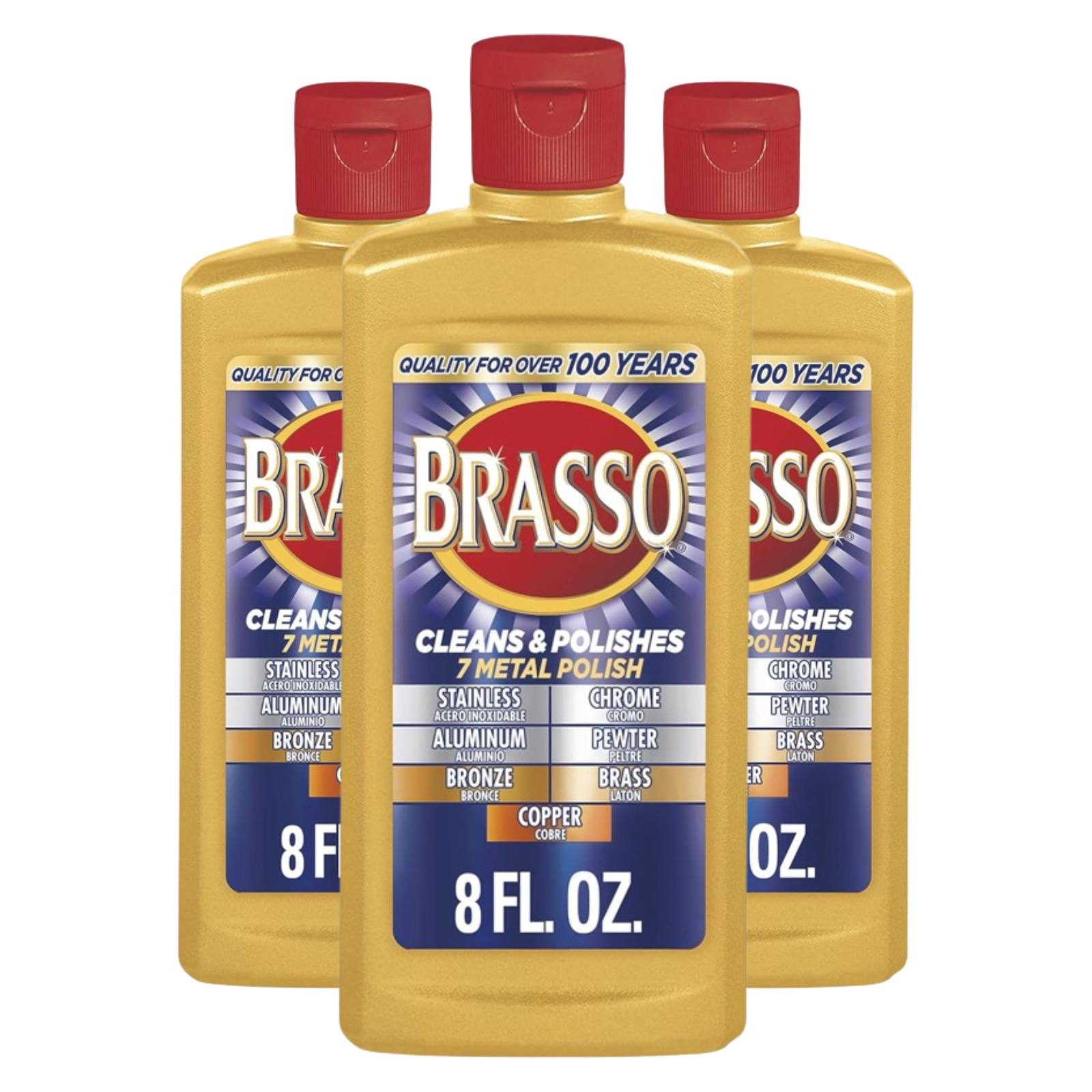 Brasso Multi-Purpose Metal Polish 8oz (3-Pack) Cleaner for Brass Copper Chrome