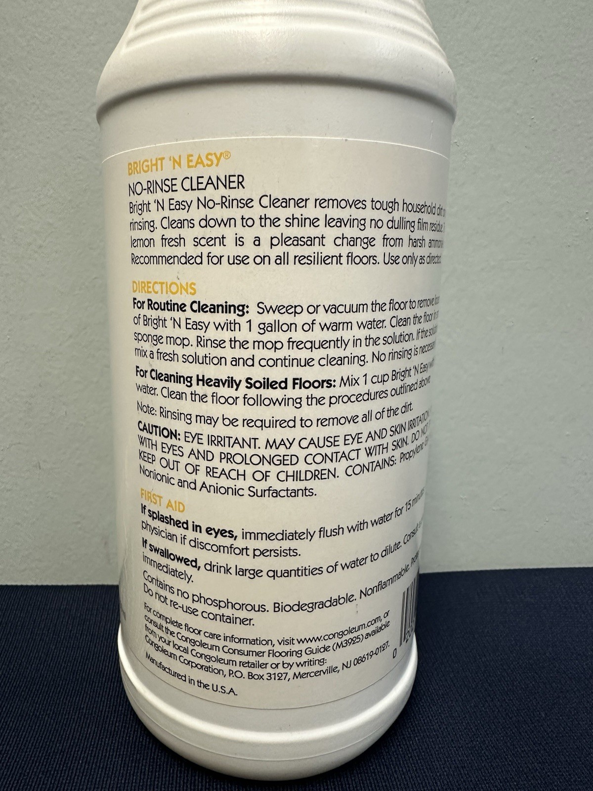 Congoleum Bright N Easy No Rinse Cleaner
