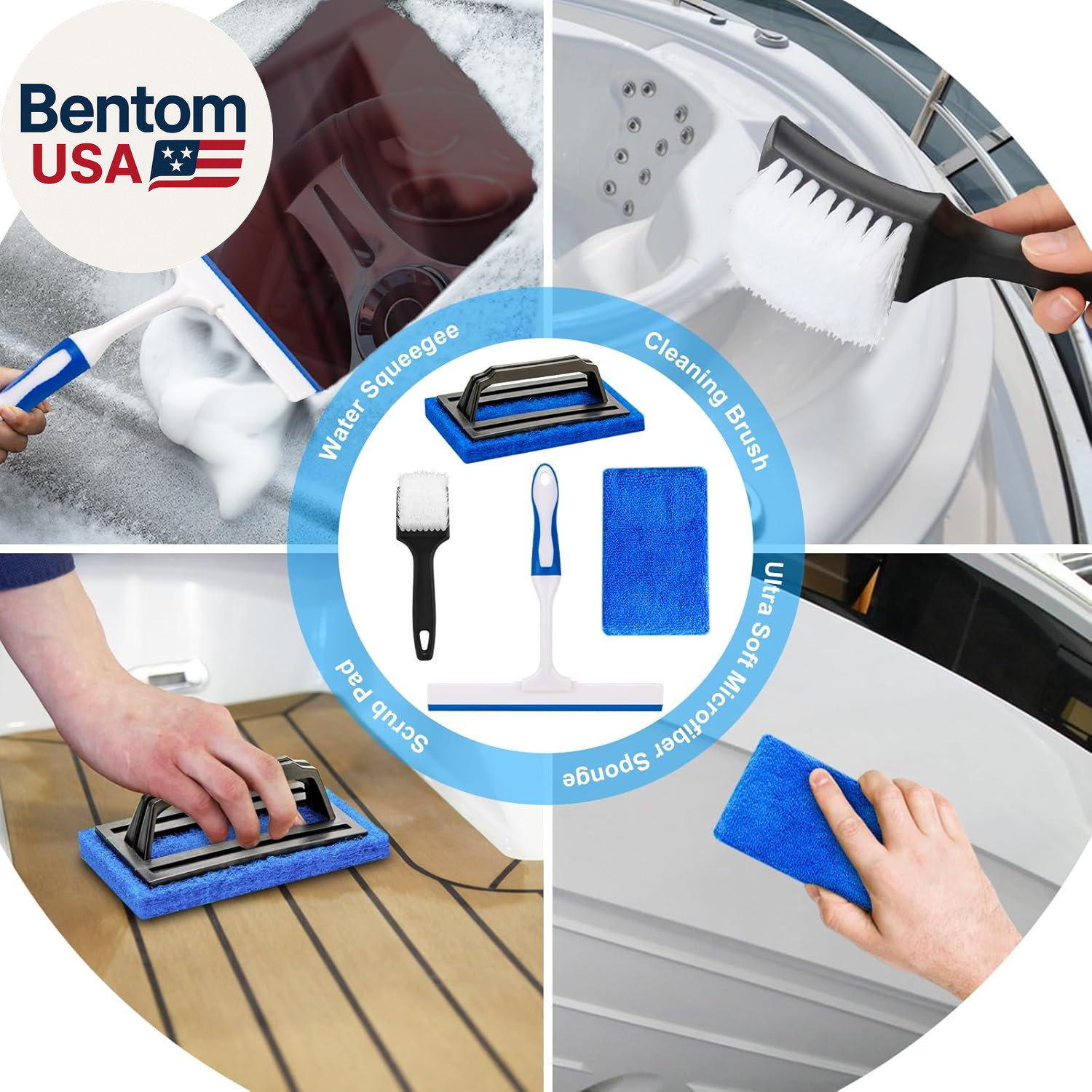 12Pcs Boat Wash Cleaning Kit with Collapsible Bucket Wash Sponge Mitt Microfiber