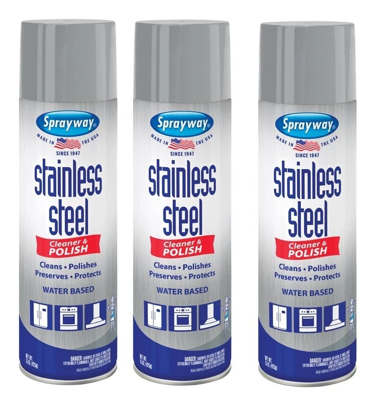 3 Cans ~ SW148R Sprayway Stainless Steel Metal Pro Cleaner & Polish MultiUse15oz