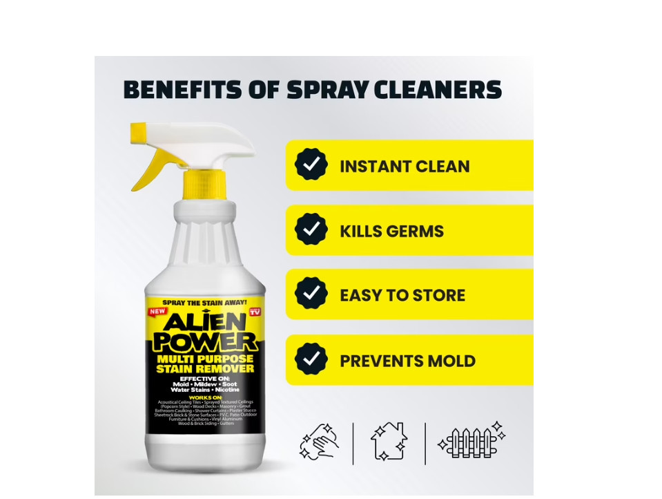 Alien Power Stain Remover Kit – Mold, Mildew & Algae Cleaner with Spray Bottle