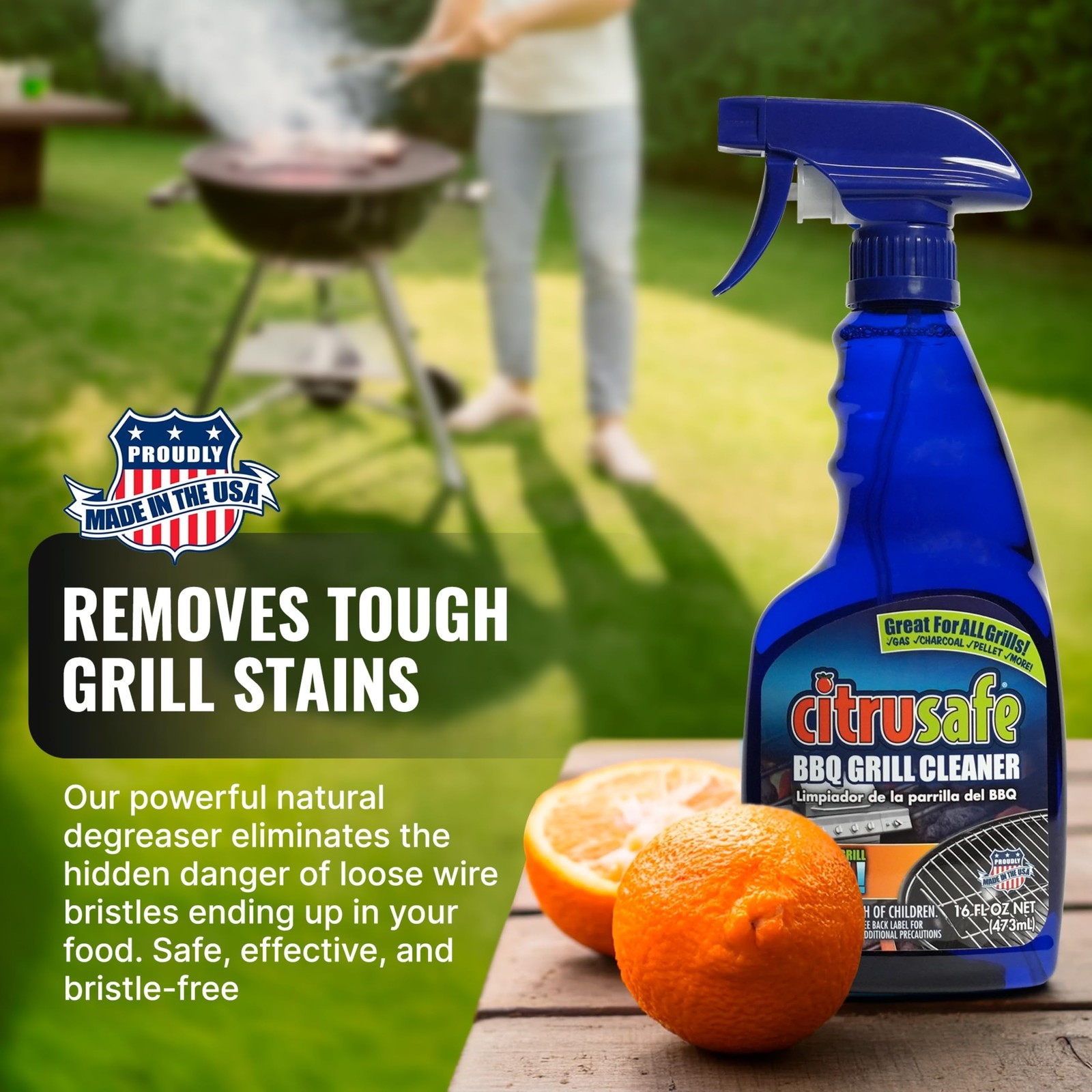 Grill Cleaning Kit – BBQ Grill Cleaner (16oz) and BBQ Grill Scrubber with 3 H…