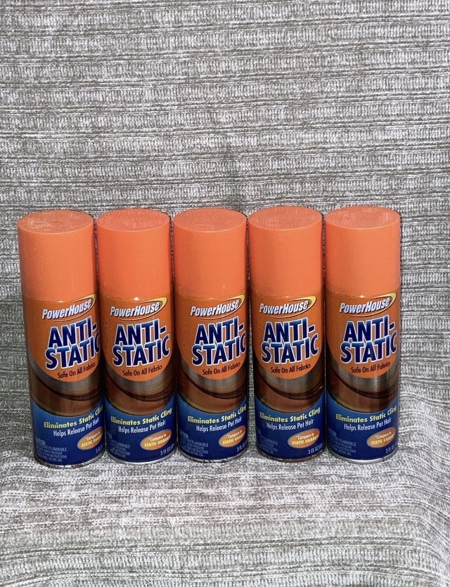 5 Pack Powerhouse Anti Static Cling Aerosol Fabric Spray Releases Pet Hair 3oz