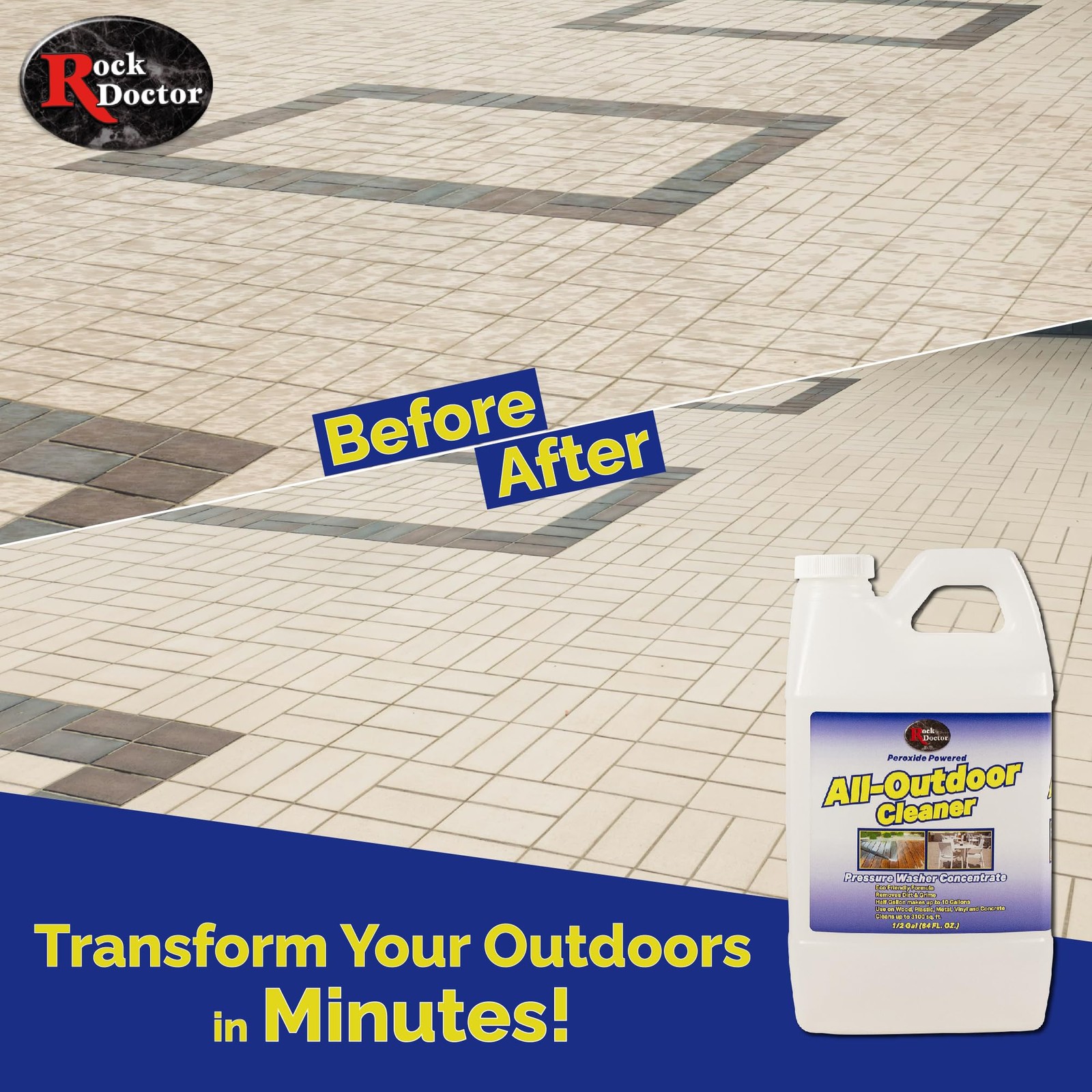 Outdoor Pressure Washer Cleaner, Natural Cleaning Solution Removes Stains and…
