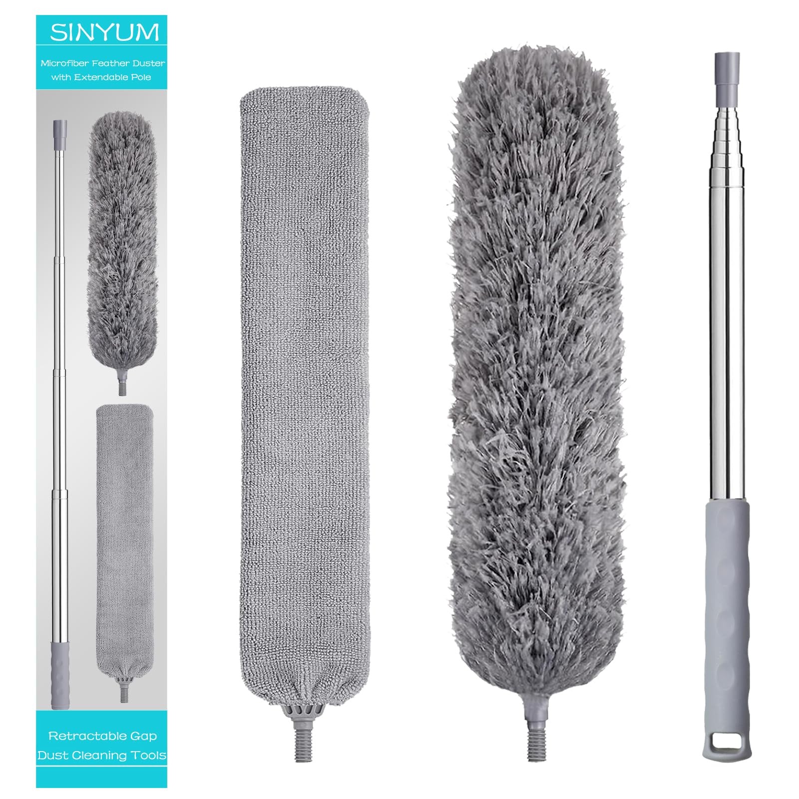 100 Inch Retractable Gap Dust Cleaner Cleaning Tools & Microfiber Feather Duster