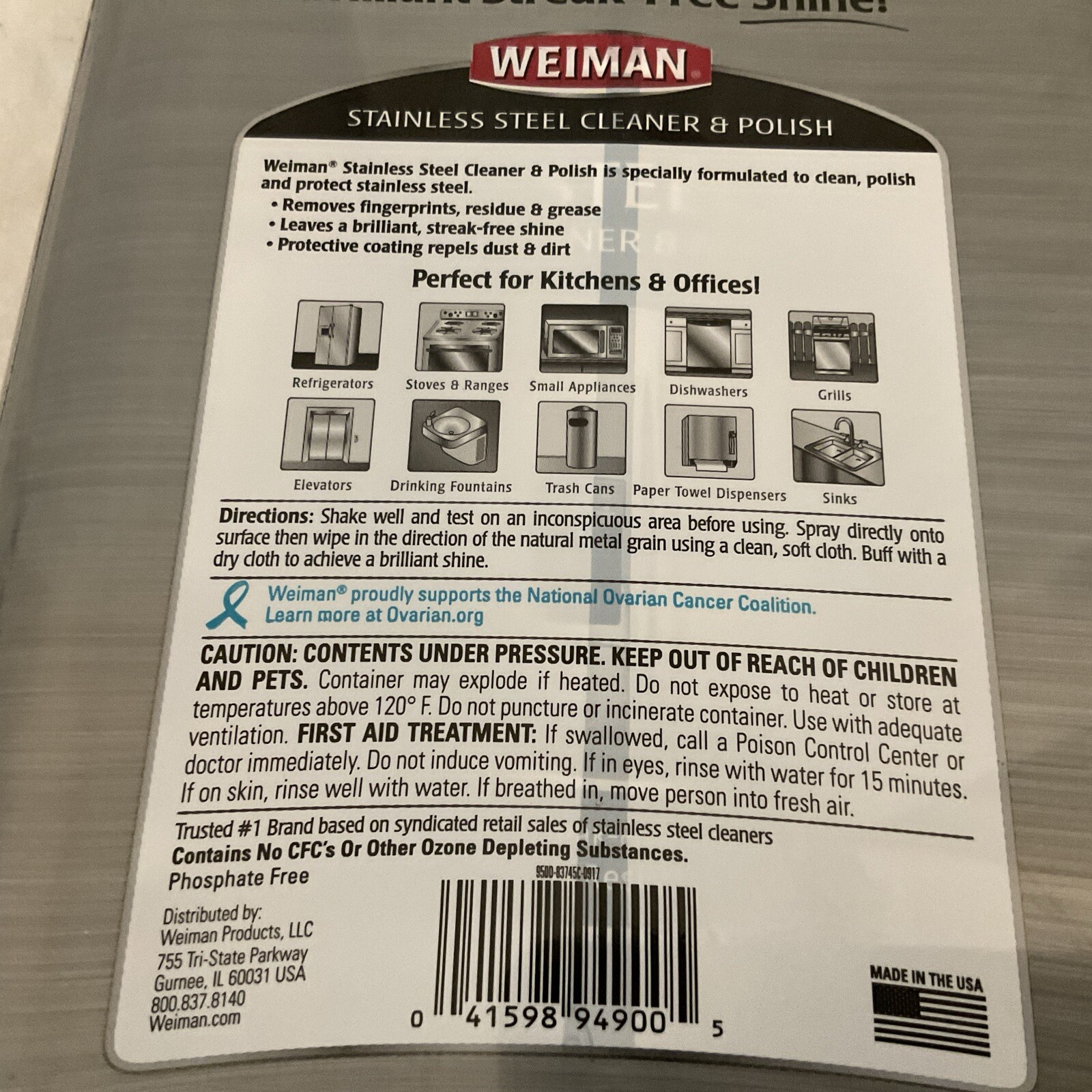 Weiman Stainless Steel Cleaner & Polish (17oz, 3pk Sealed Package) Original