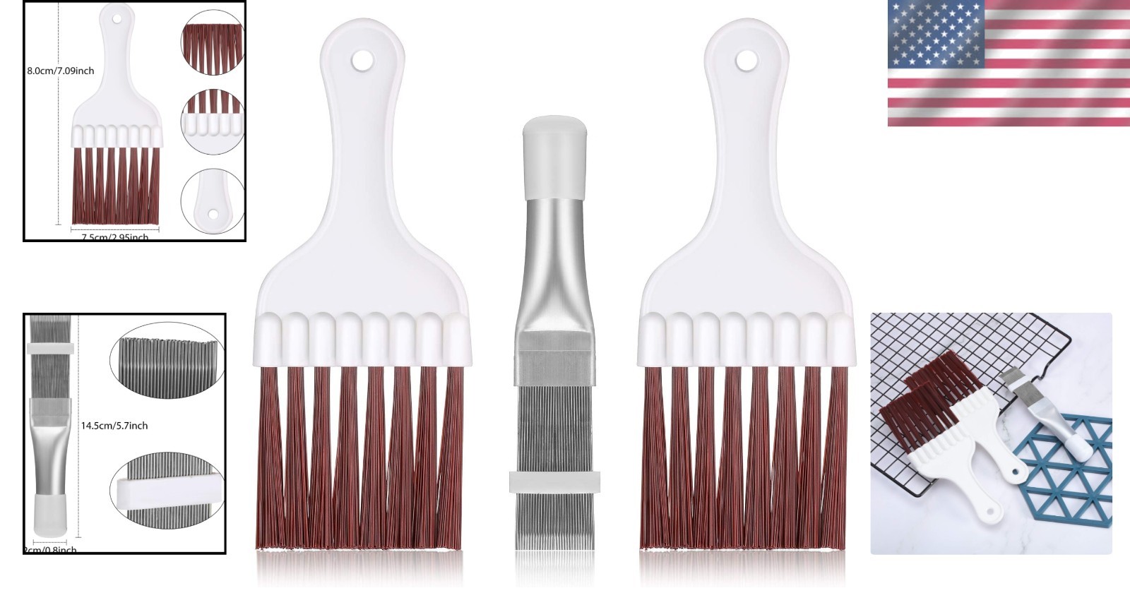 3-Piece Stainless Steel and Plastic Coil Cleaner Set for Efficient Appliance …