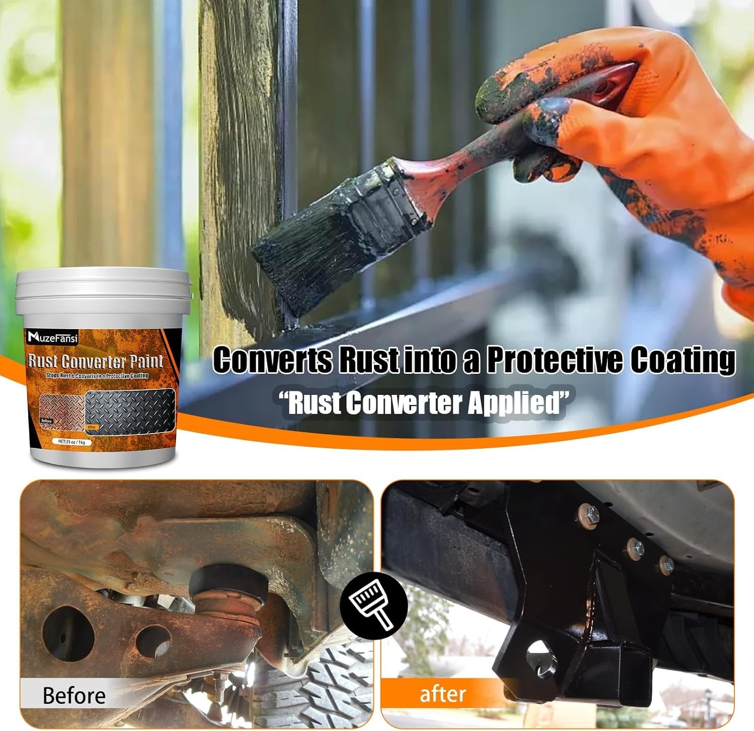 2 in 1 Rust Converter Primer 35oz Stops Rust Heat Resistant Coating Paint