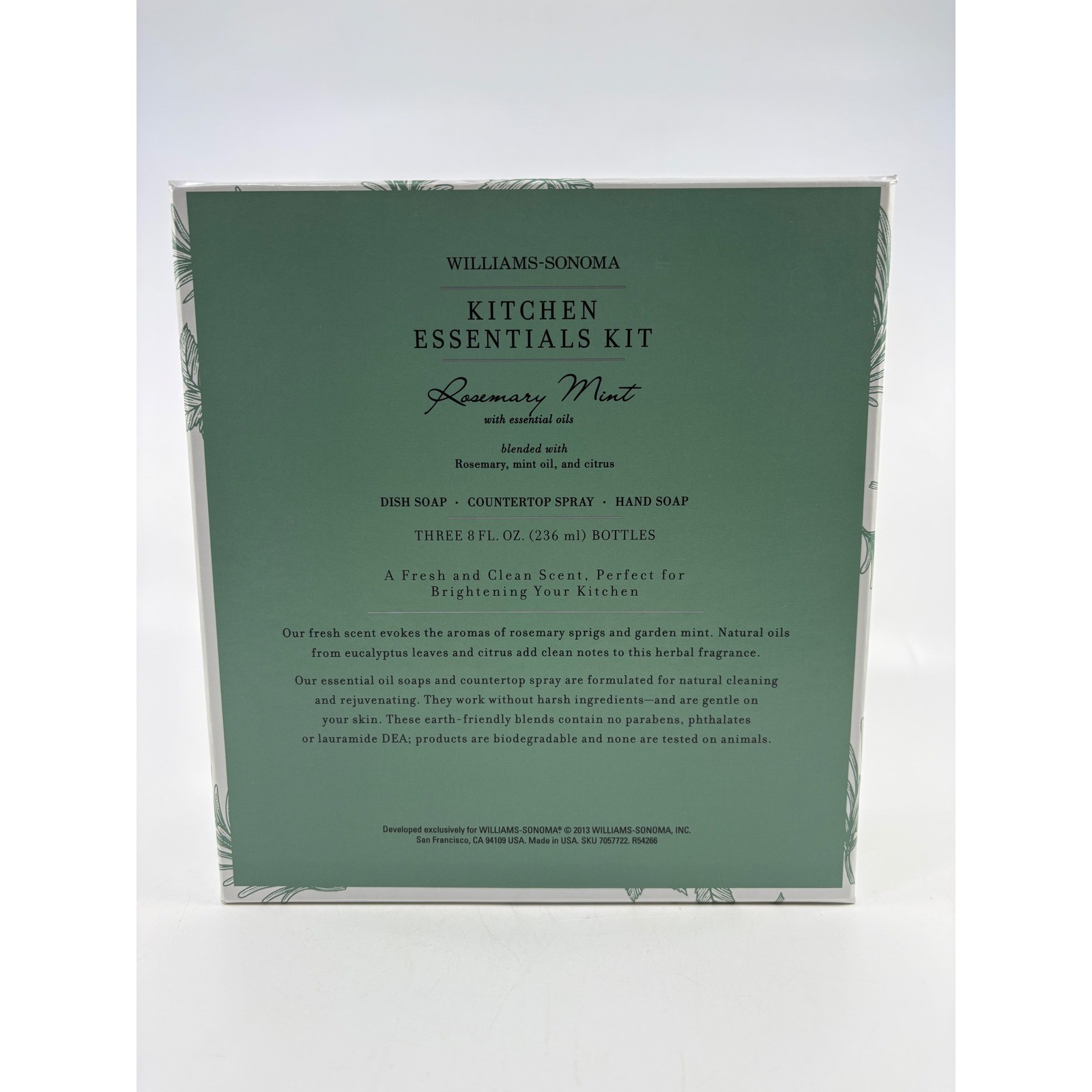 Williams-Sonoma Kitchen Essentials Kit Rosemary Mint Soap & Spray Set 3pc 8oz