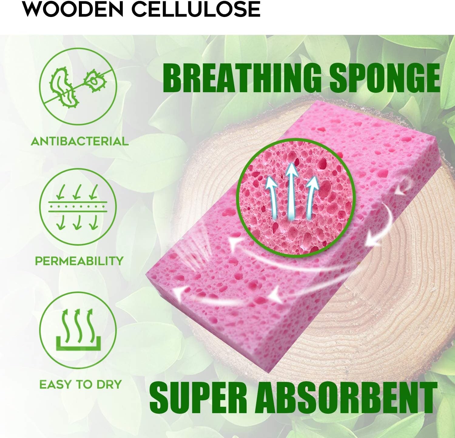 Cleaning Scrub Colored Sponge,Non-Scratch Kitchen Cellulose Dishwashing