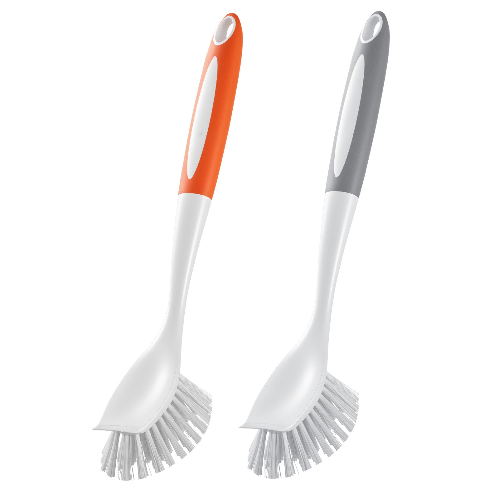 Uimoso Set of 4 Kitchen Scrub Brushes with PP Handle – 2 Gray & 2 Orange