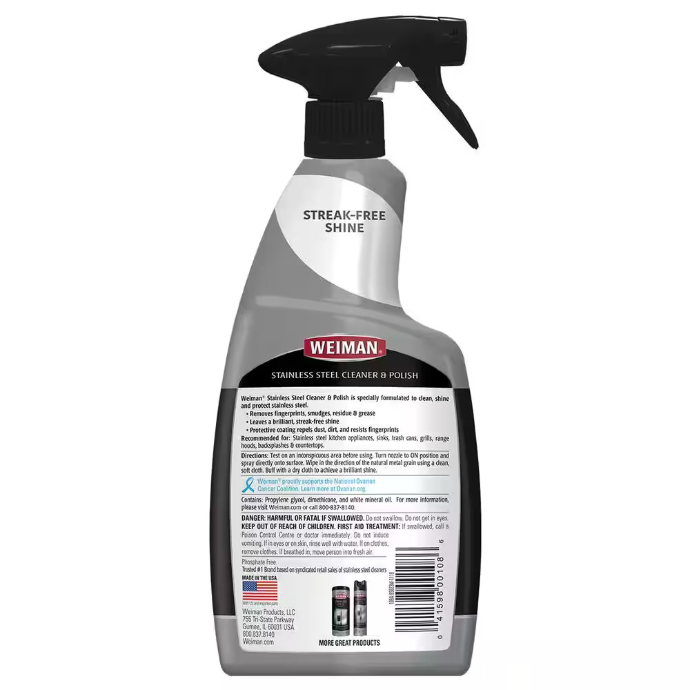Weiman 22 Oz. Stainless Steel Cleaner and Polish Spray for Appliance Cleaning