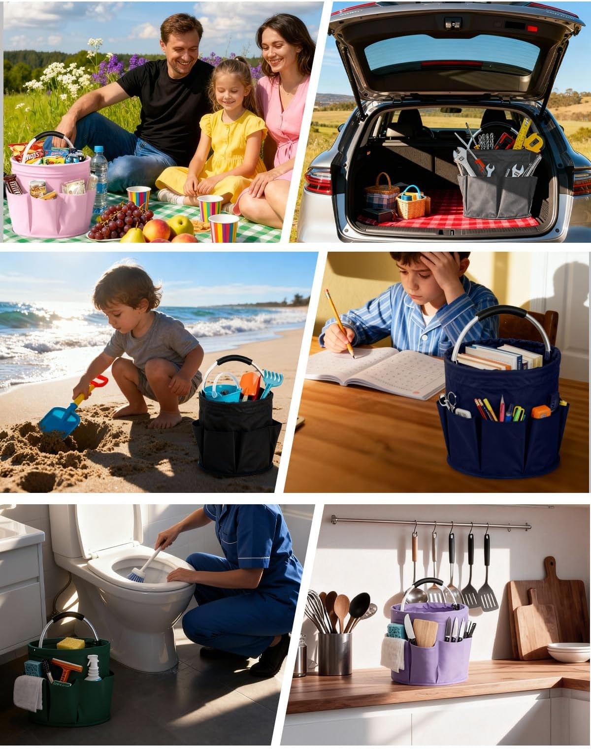 Cleaning Caddy with Handle, Cleaning Products Organiser, Foldable Storage Bas…