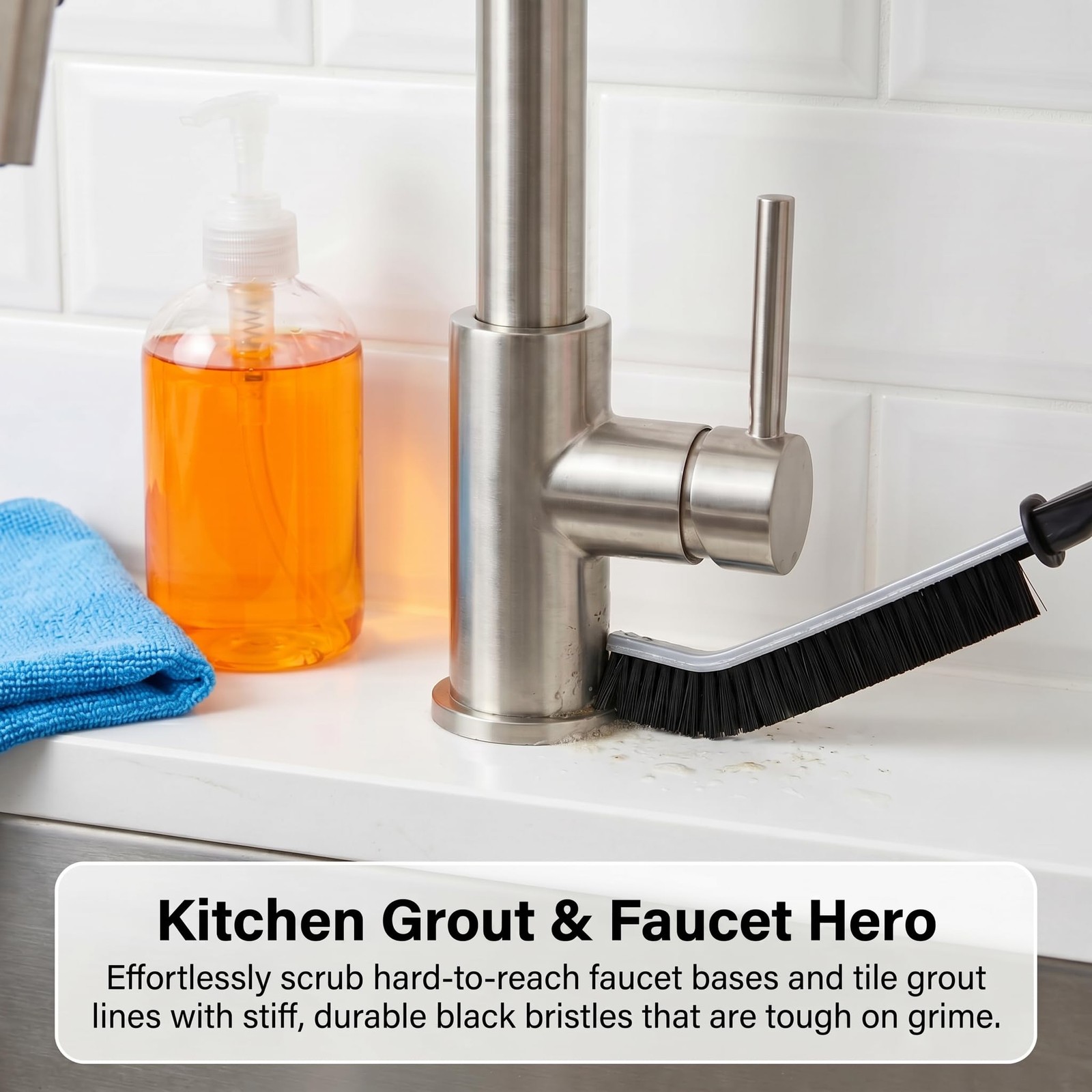 4 Pack Crevice Cleaning Brushes Hard Bristled Grout Brush Tool | Small Spaces