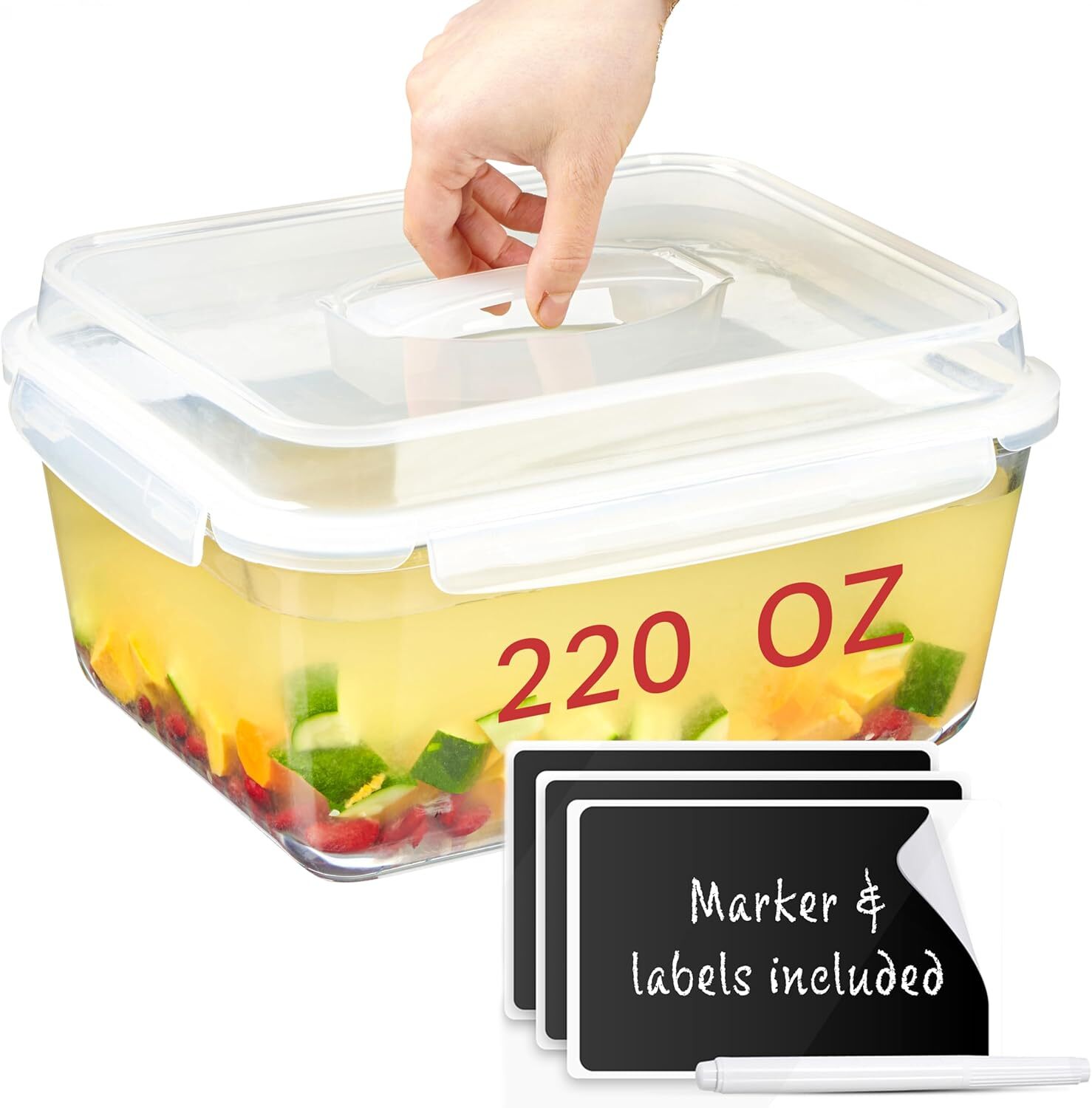 Oven Safe Glass Food Storage Container with Airtight Locking Lid and Handle