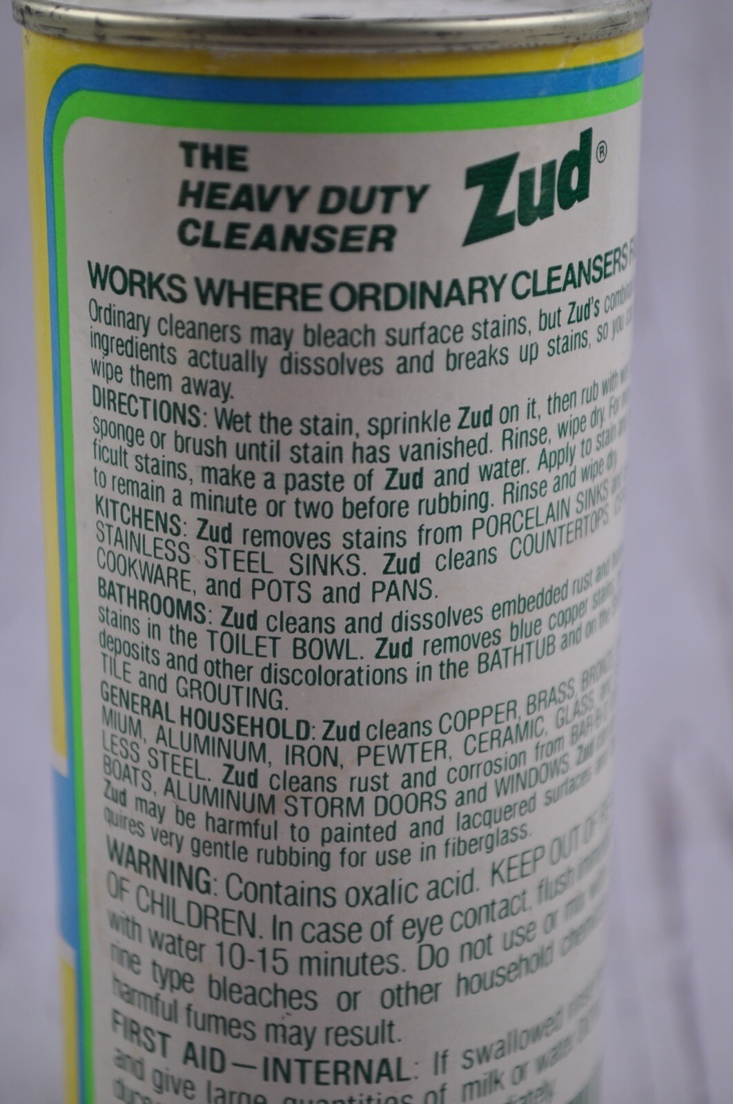 Vintage ZUD Heavy Duty Cleanser 6 Oz. Can Open Prop Display