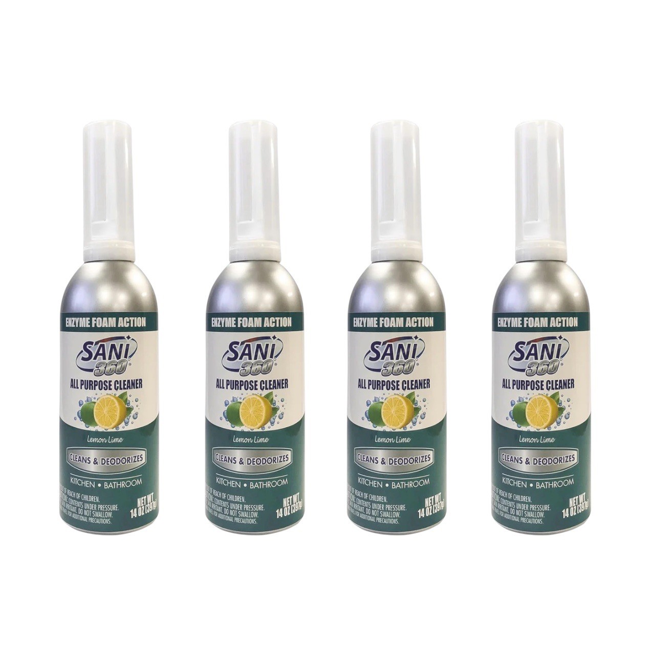 SANI 360° All Purpose Cleaner & Deodorizer, Lemon Lime Scent, 14oz, 4 Pack