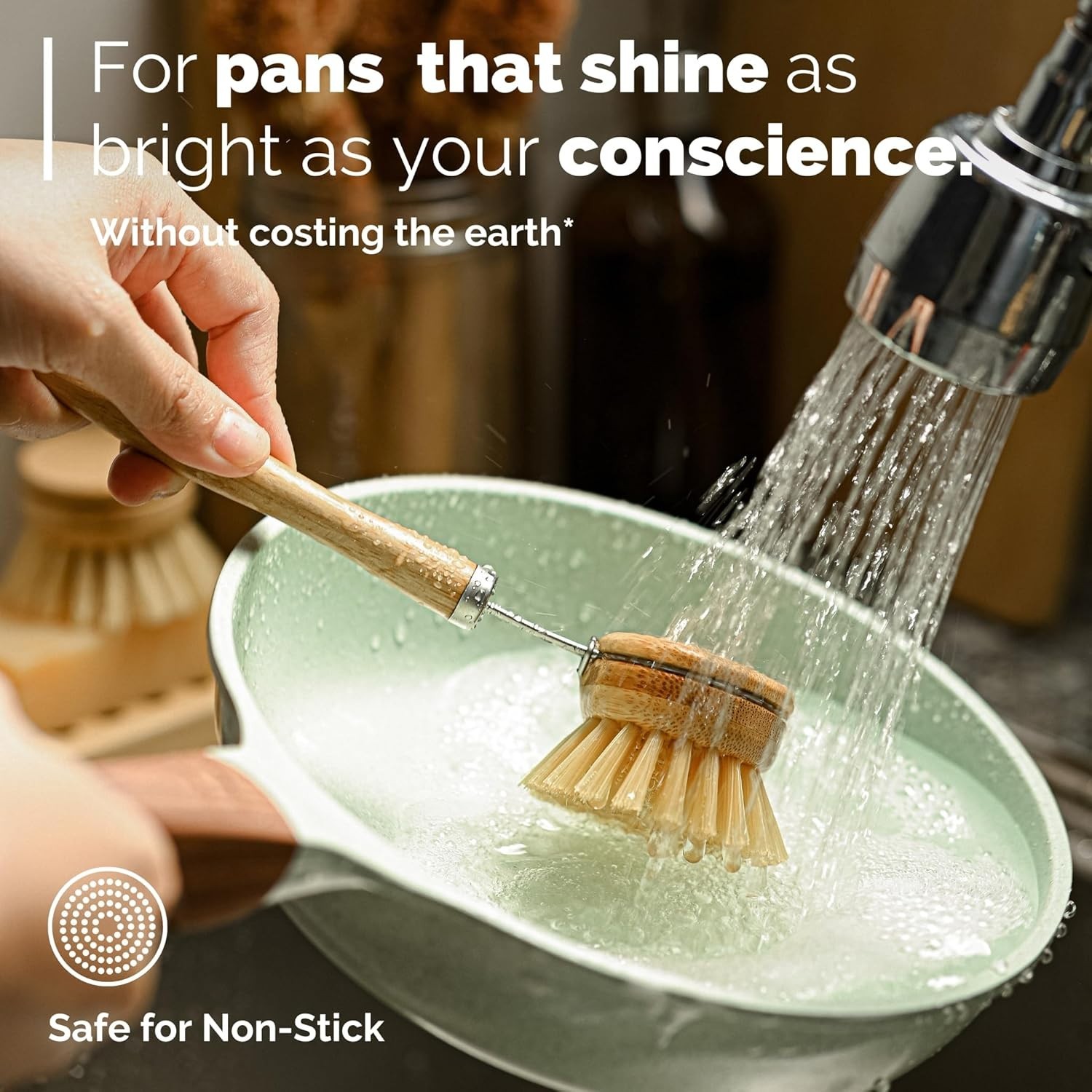 Natural Bamboo and Coconut Dish Brush Set – 6 Versatile Kitchen Cleaning Tools