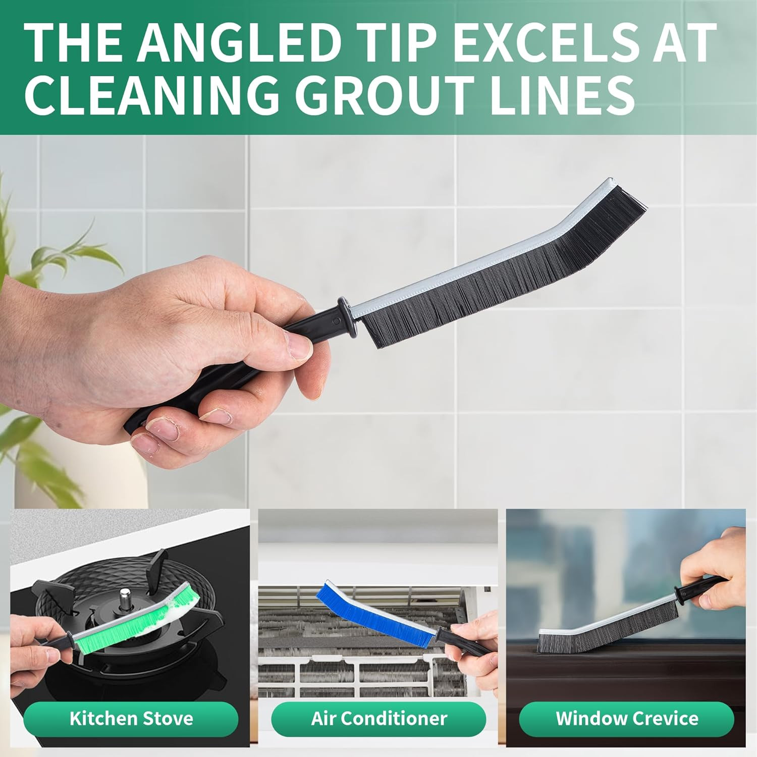 6-Pack Hard Bristle Crevice Cleaning Brush, Best Tool for Cleaning Grout, Gaps,