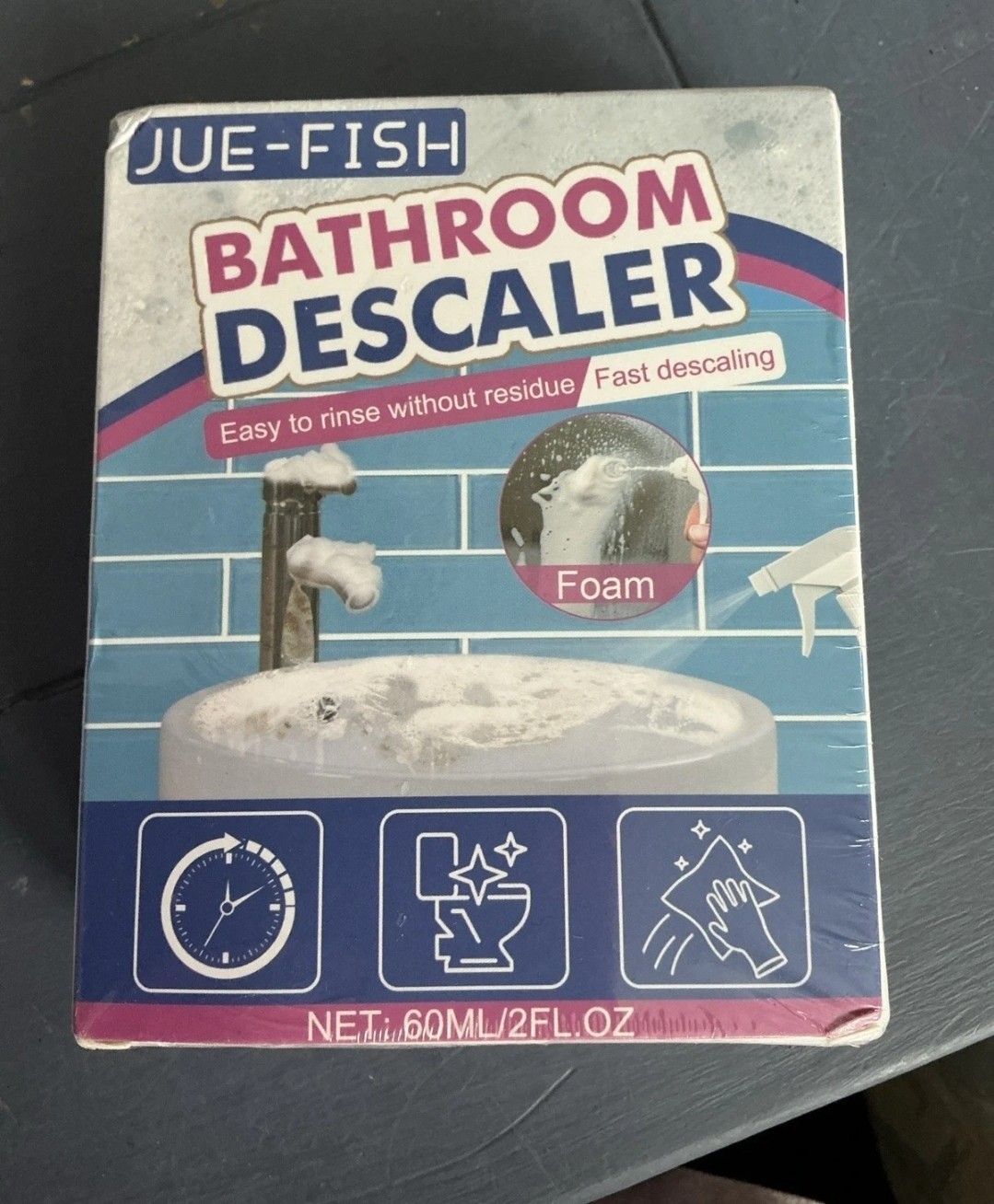 Jue-Fish Bathroom Descaler Foam Spray 2 Fl Oz NEW IN BOX