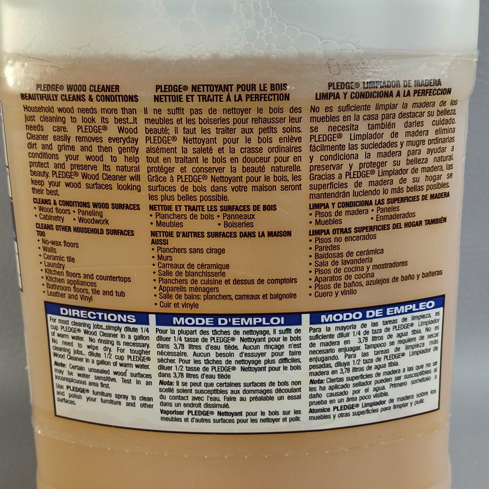 Vintage Pledge Commercial Line Wood Floor Cleaner Concentrate 64 oz. 1998 RARE
