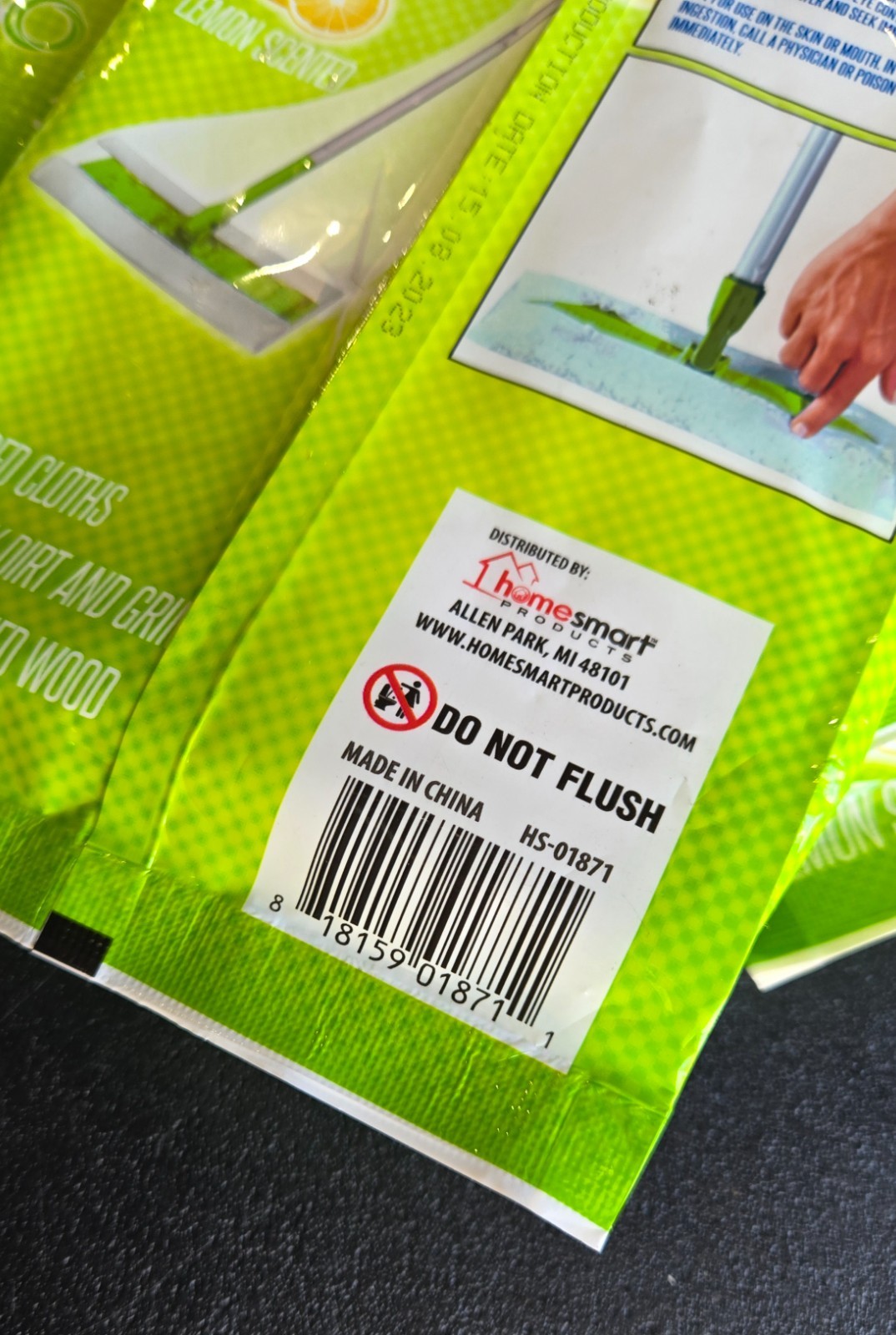 Clean Home Lemon Scented Wet Floor Wipes 5 Pack of 20 Each Total 100 Wipes (2D)
