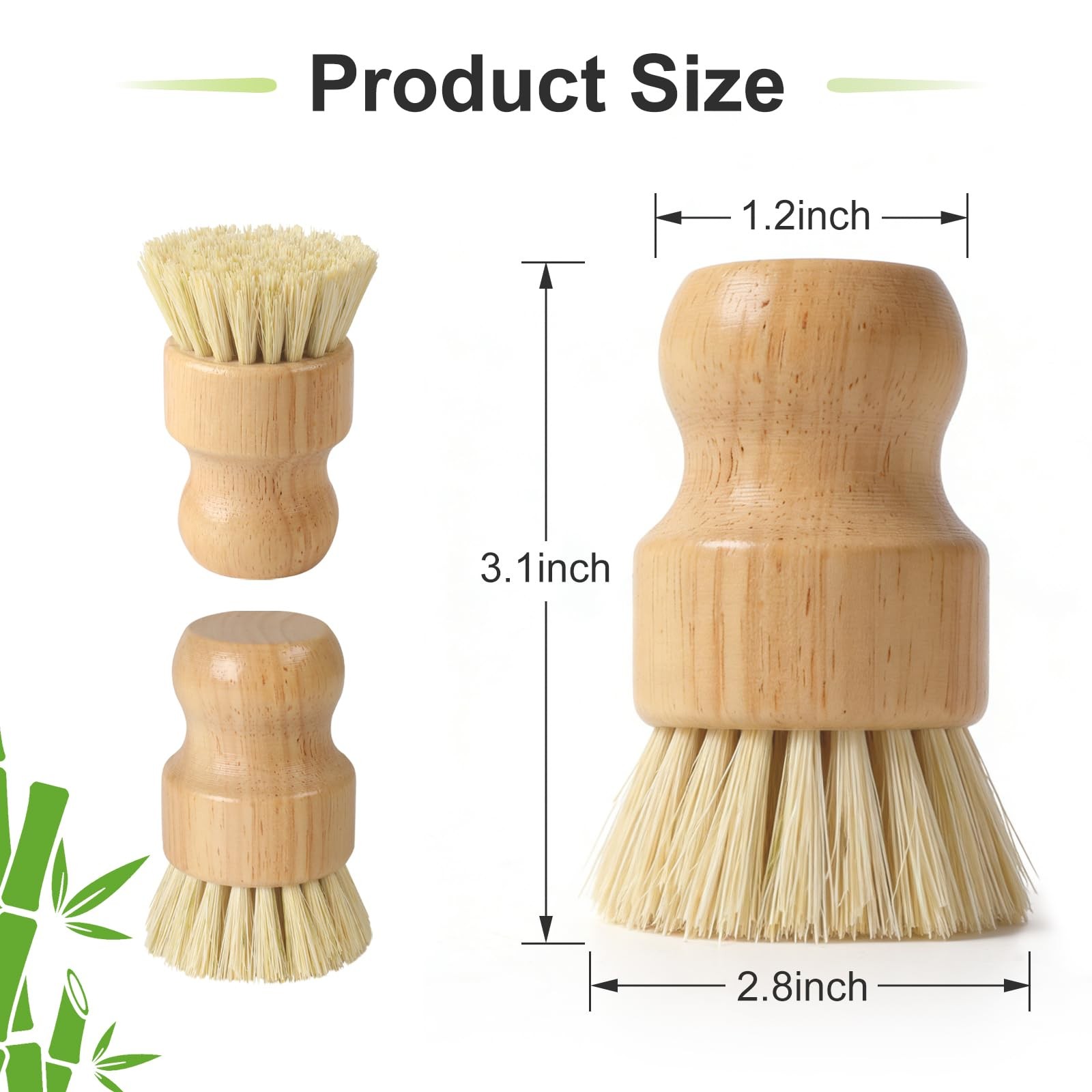 4 Pack Bamboo Dish Brush Set, Natural Kitchen Scrub Brush with Sisal Bristles…