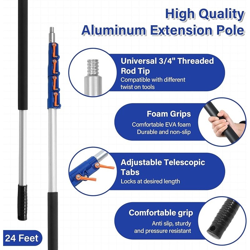Adjustable Telescopic Extension Pole Painting Cleaning Dusting Light Bulb Reach